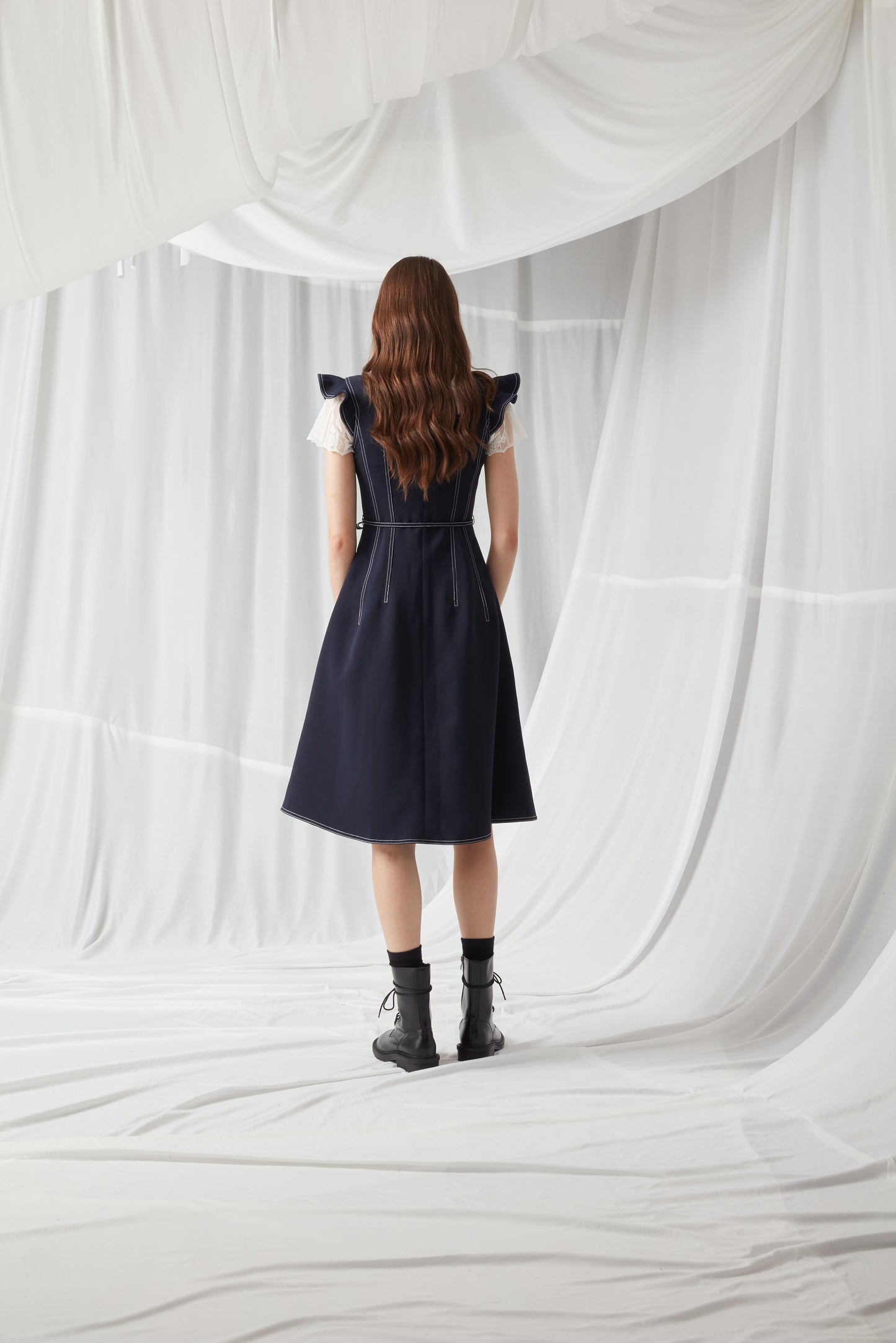 Striped sleeveless dress with ruffles