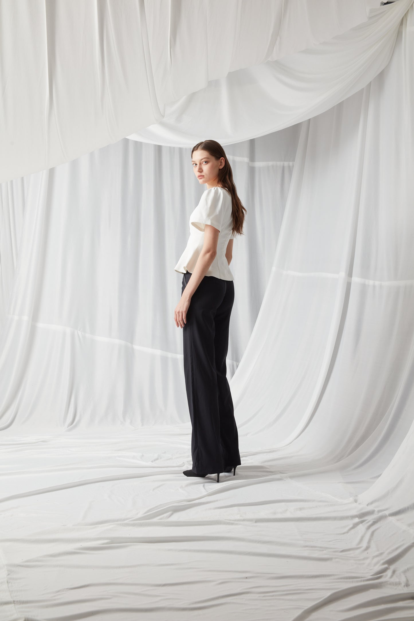 Contrast Stitch Straight Leg Pant - NAVY BLUE
