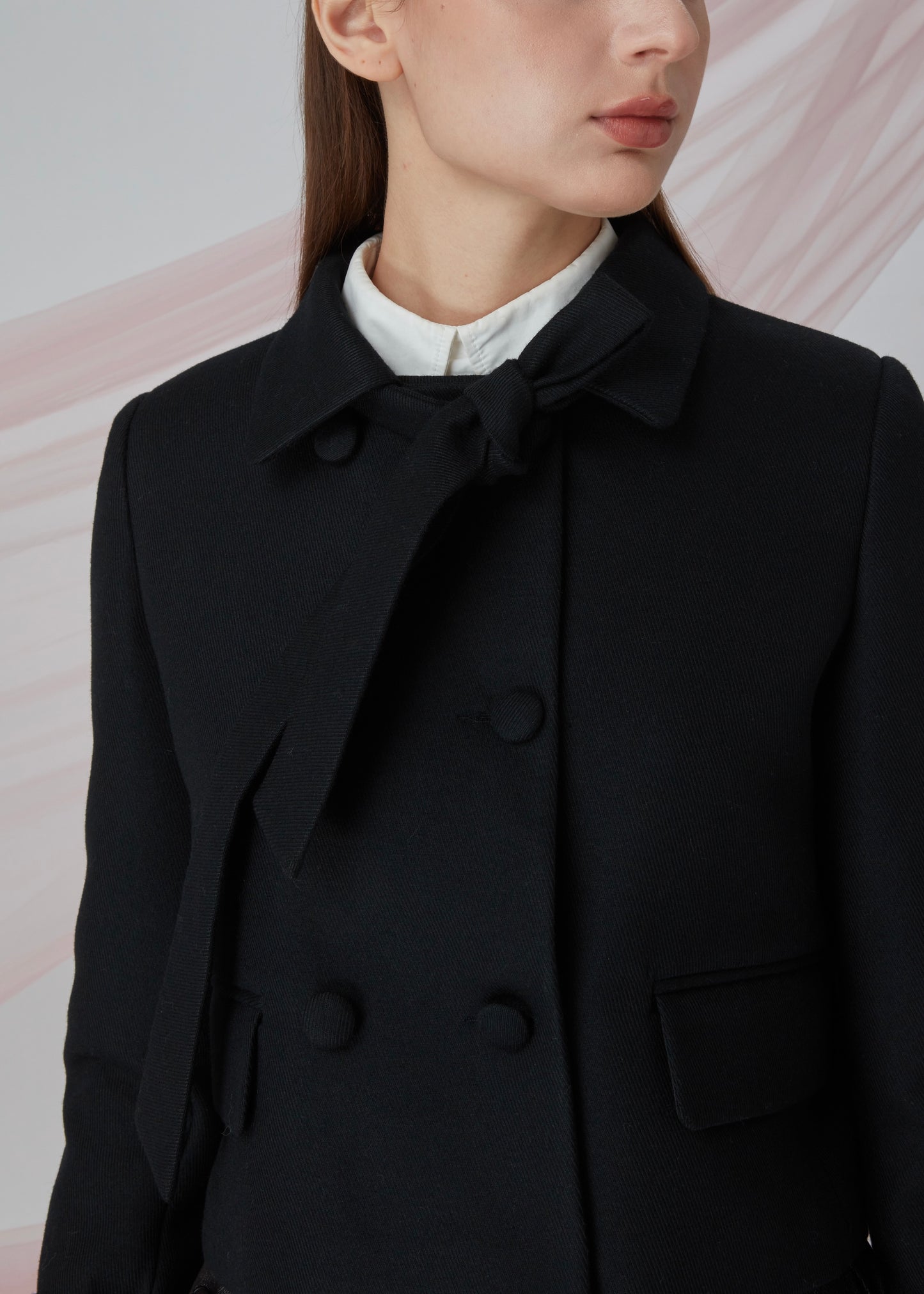 Wool Flated Double-Breasted Coat