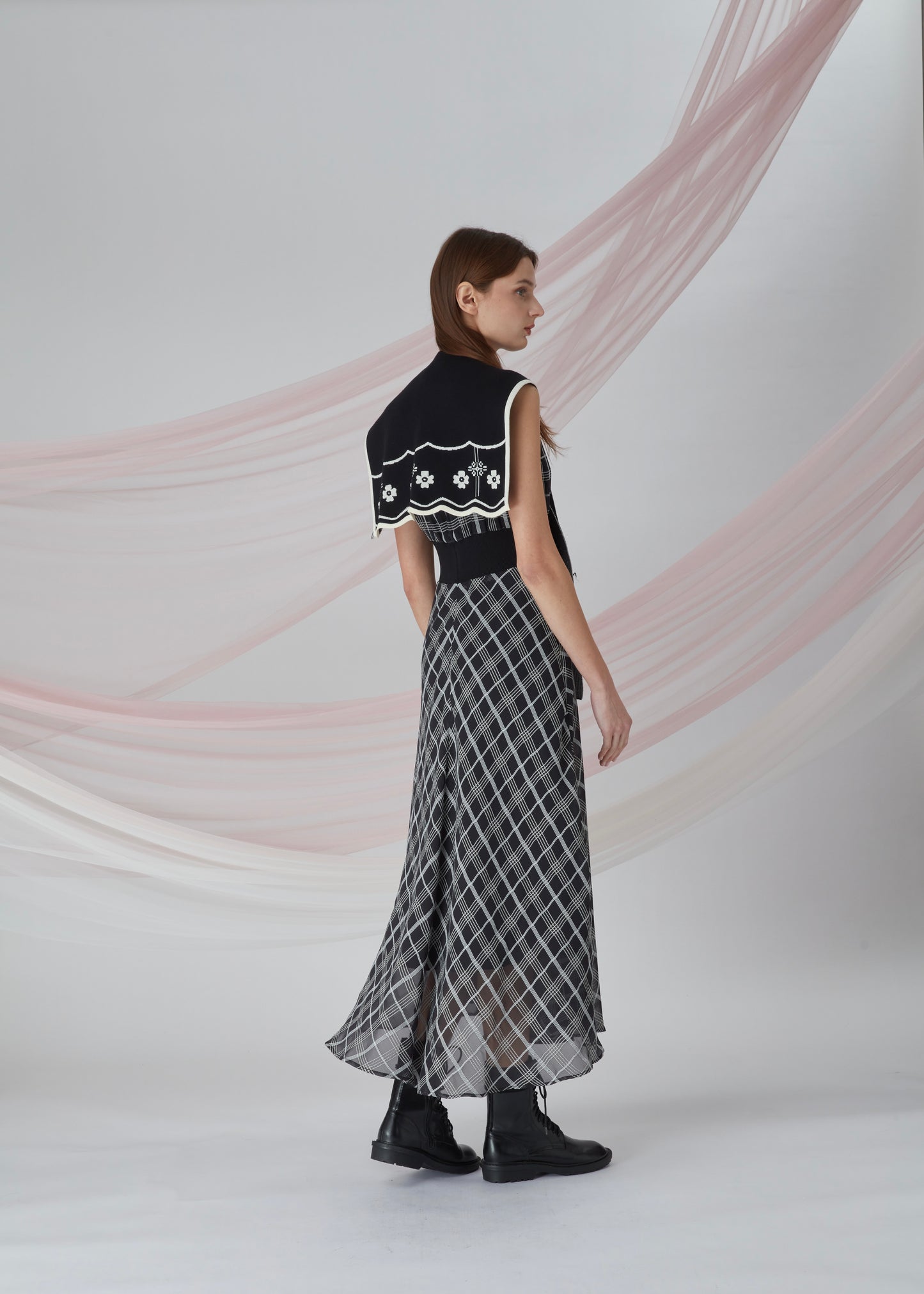 Checked Pattern Maxi Dress