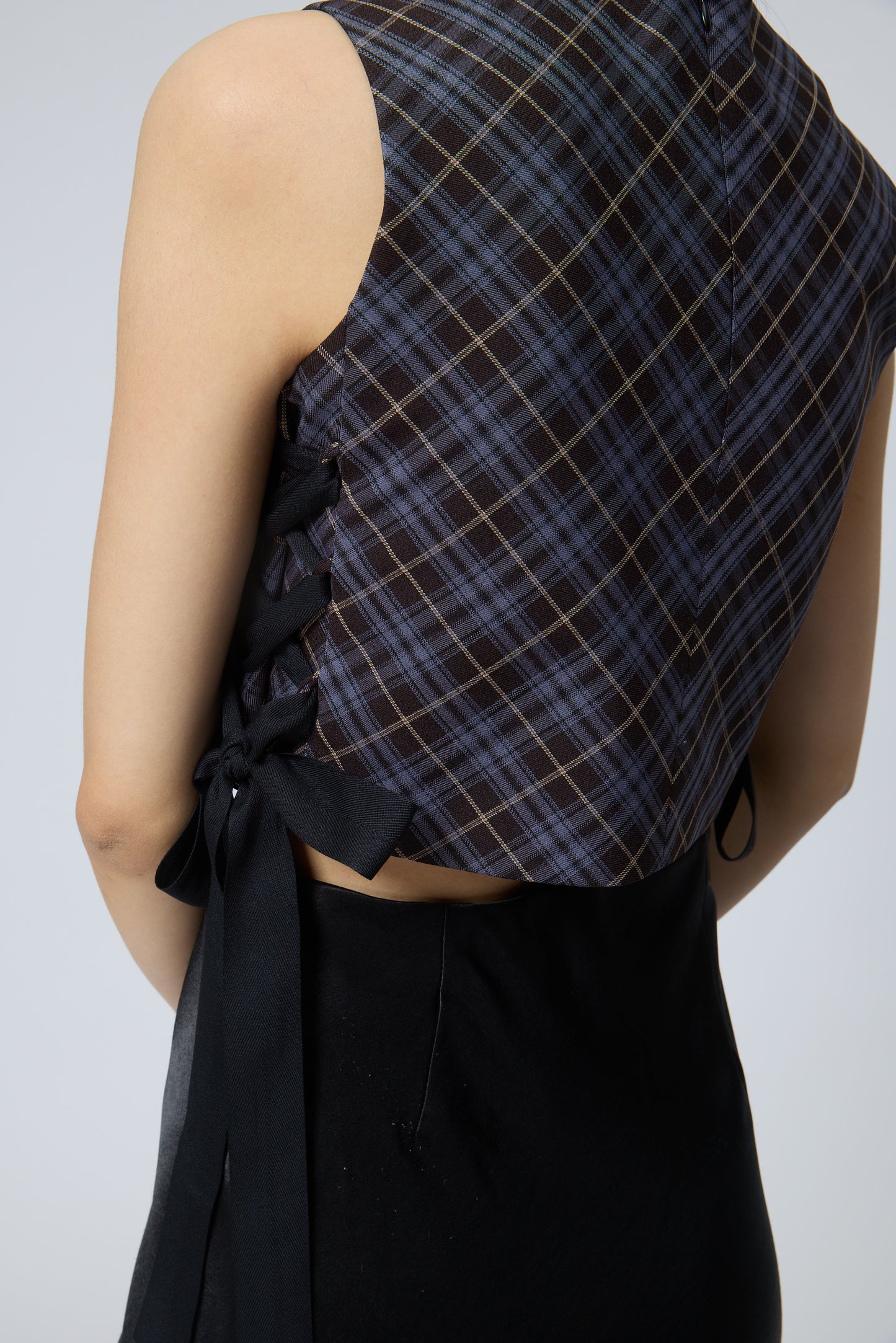 Checkered Side-Tie Cropped Tank
