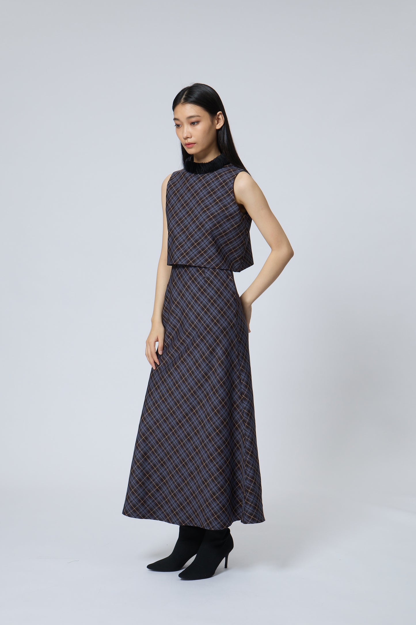 Check Maxi Skirt