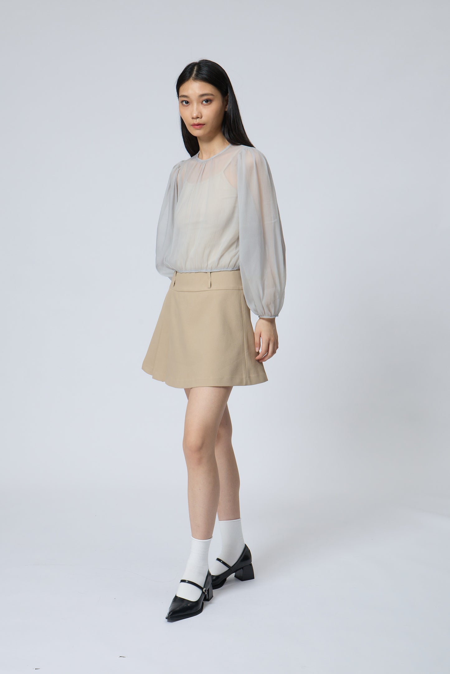 Classic Beige A-Line Mini Skirt