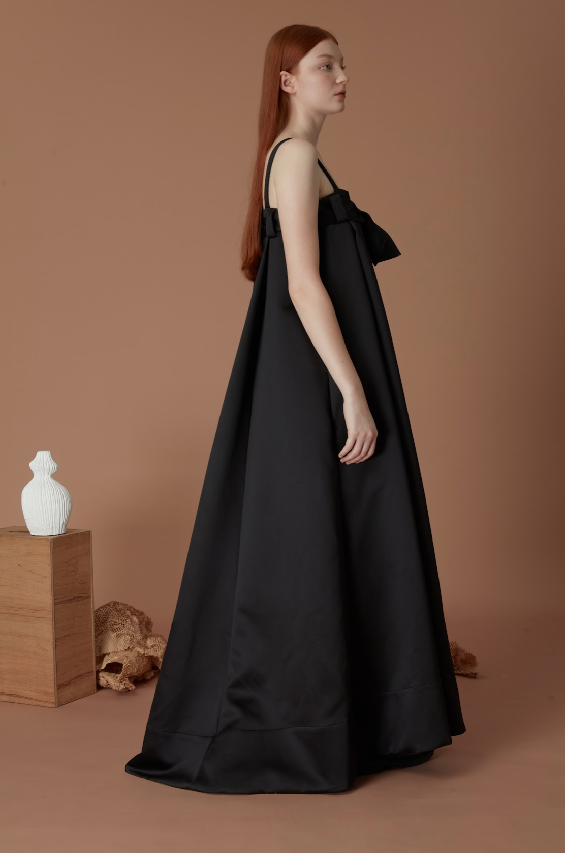 Ribbon A-line evening dress