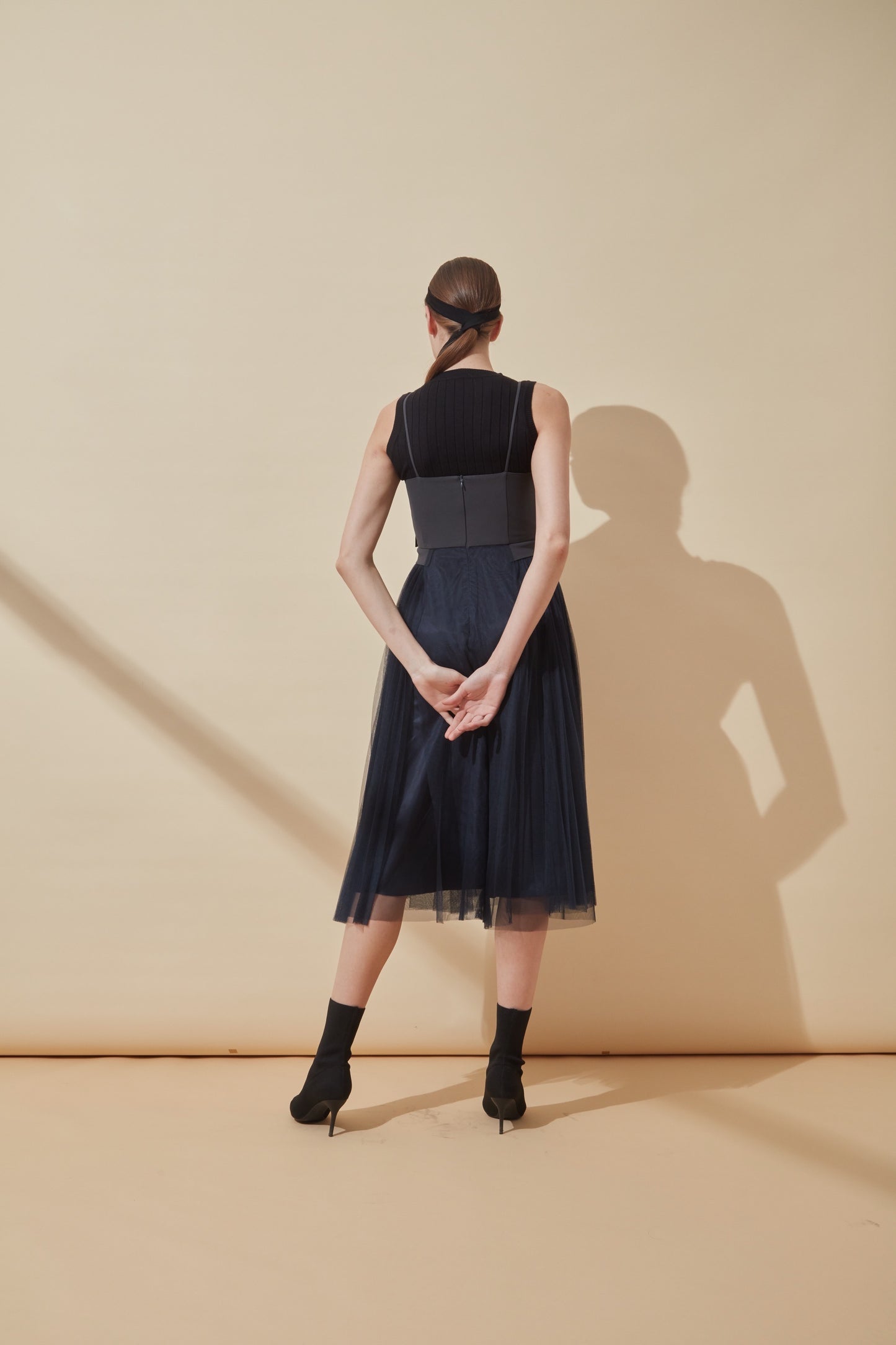 Maxi Dress In Navy Mesh