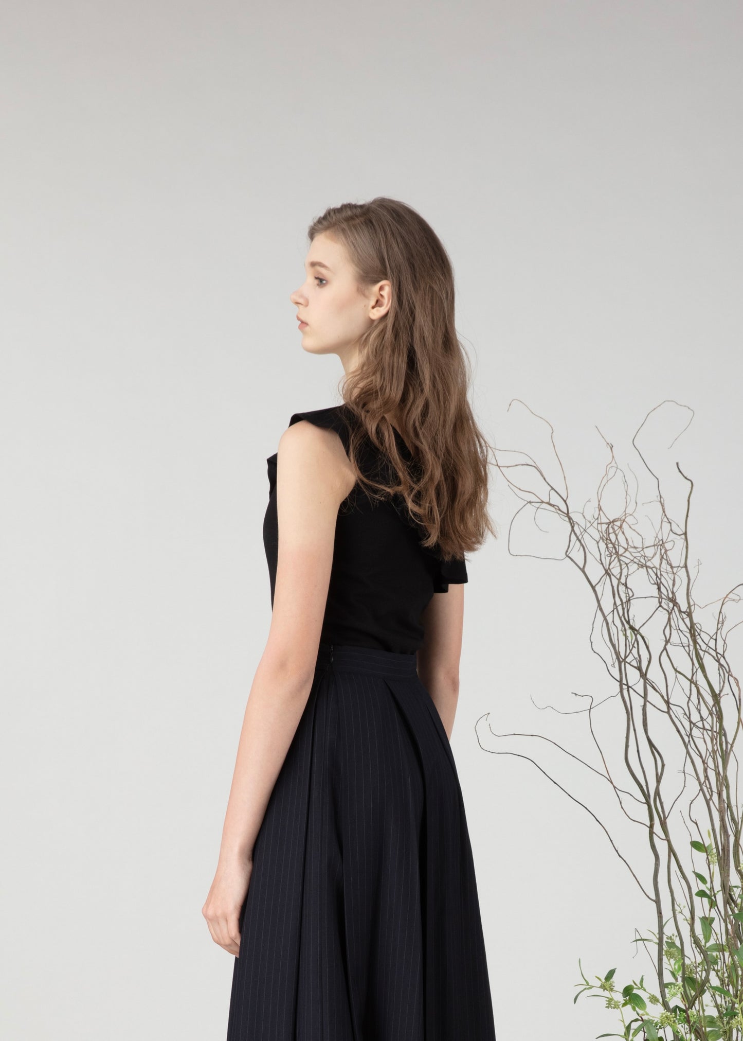 One-shoulder top in cotton jersey