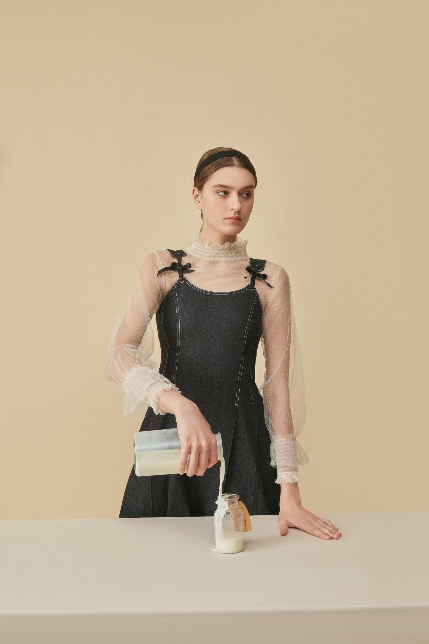 Ribbon Corset Denim Dress