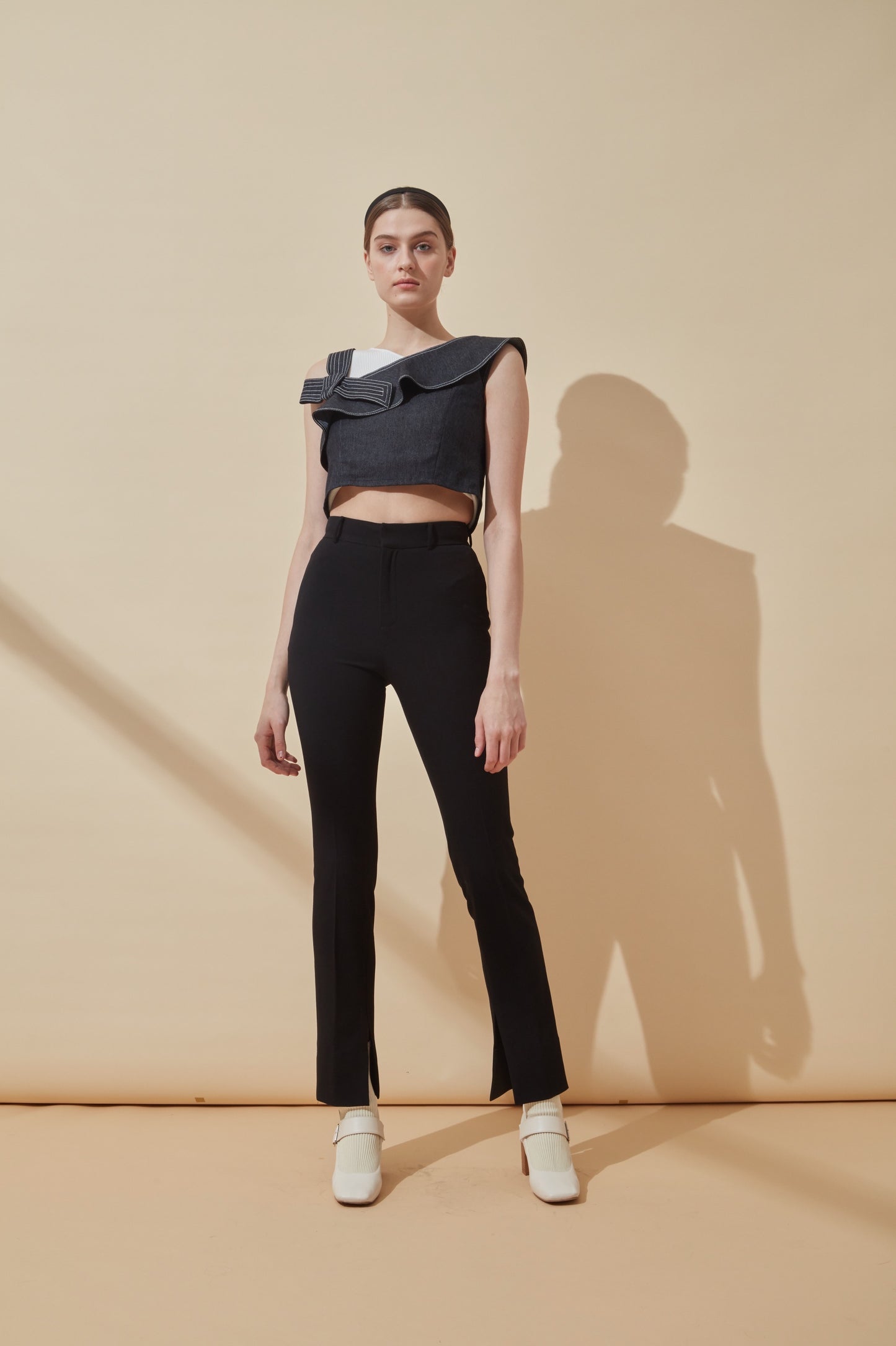 One Shoulder Denim Top
