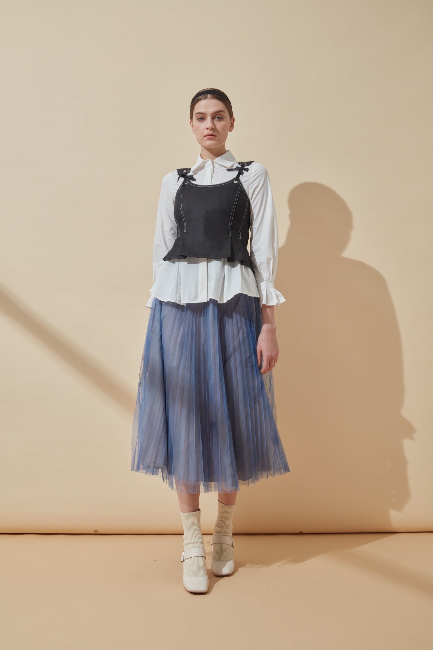 Ribbon Corset Denim Top