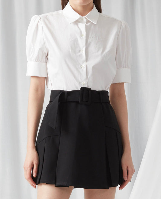 Princess Cut Short Sleeve White Top
