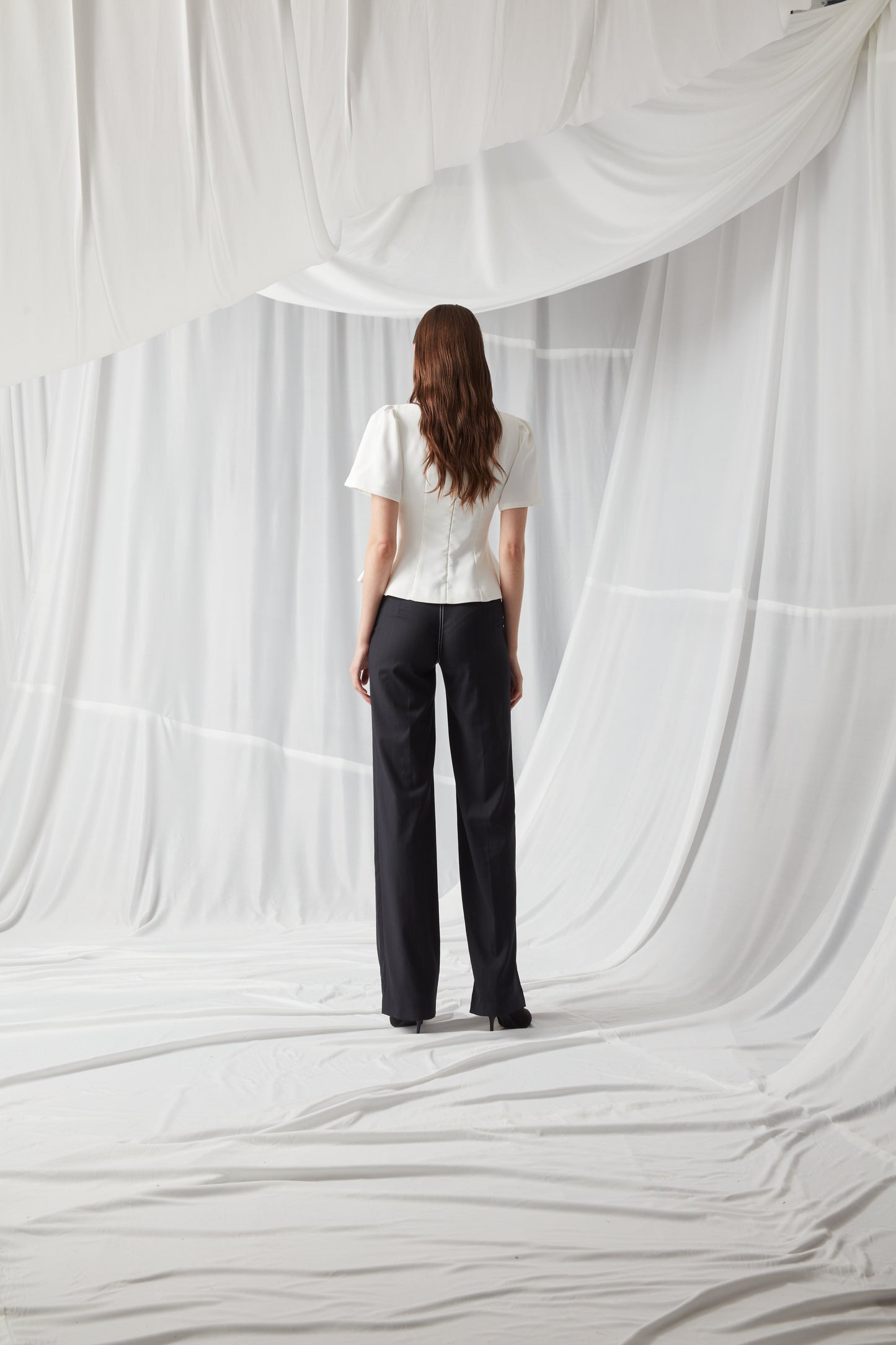 Fitted Square Neck Top - WHITE