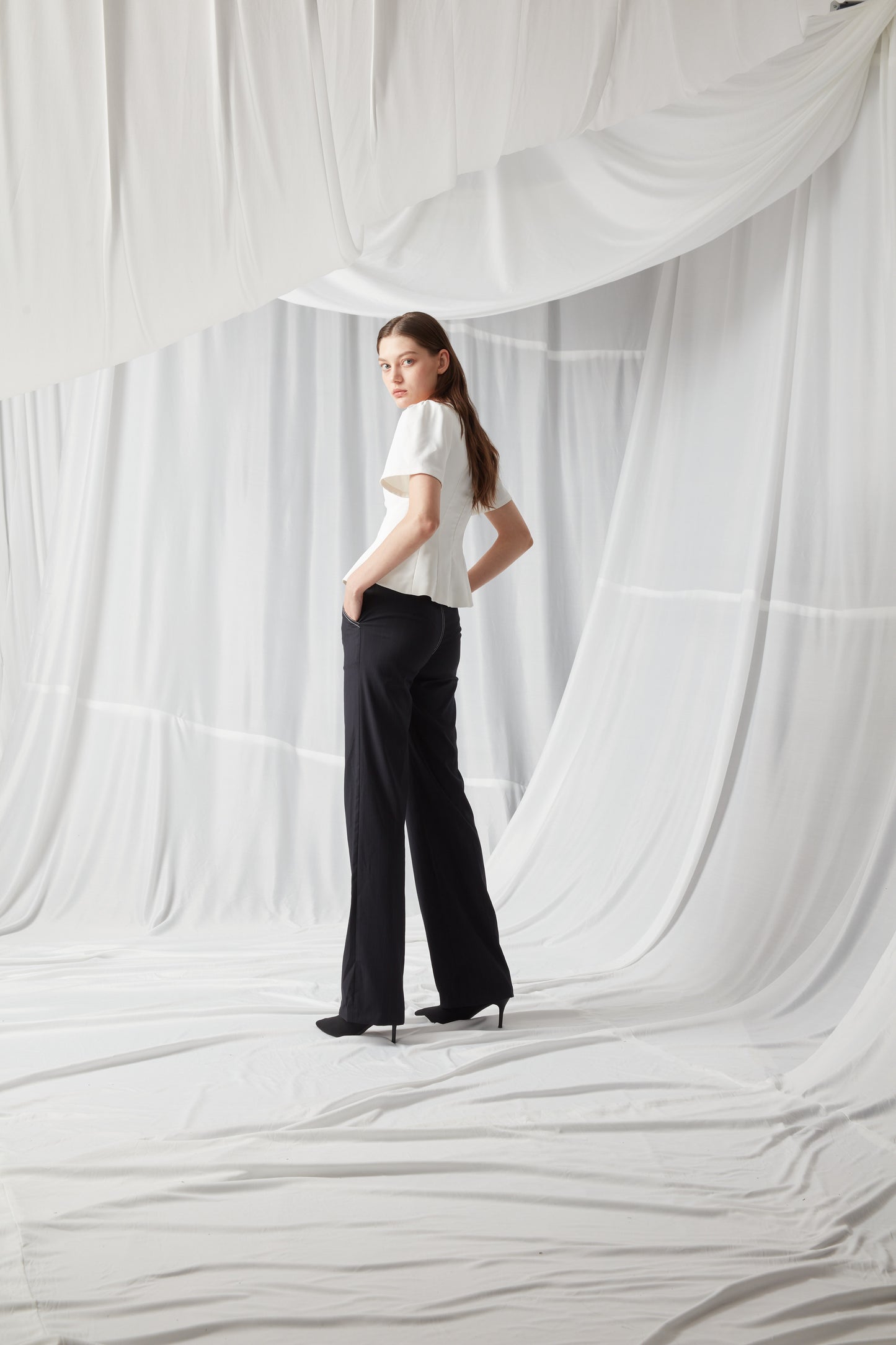 Fitted Square Neck Top - WHITE