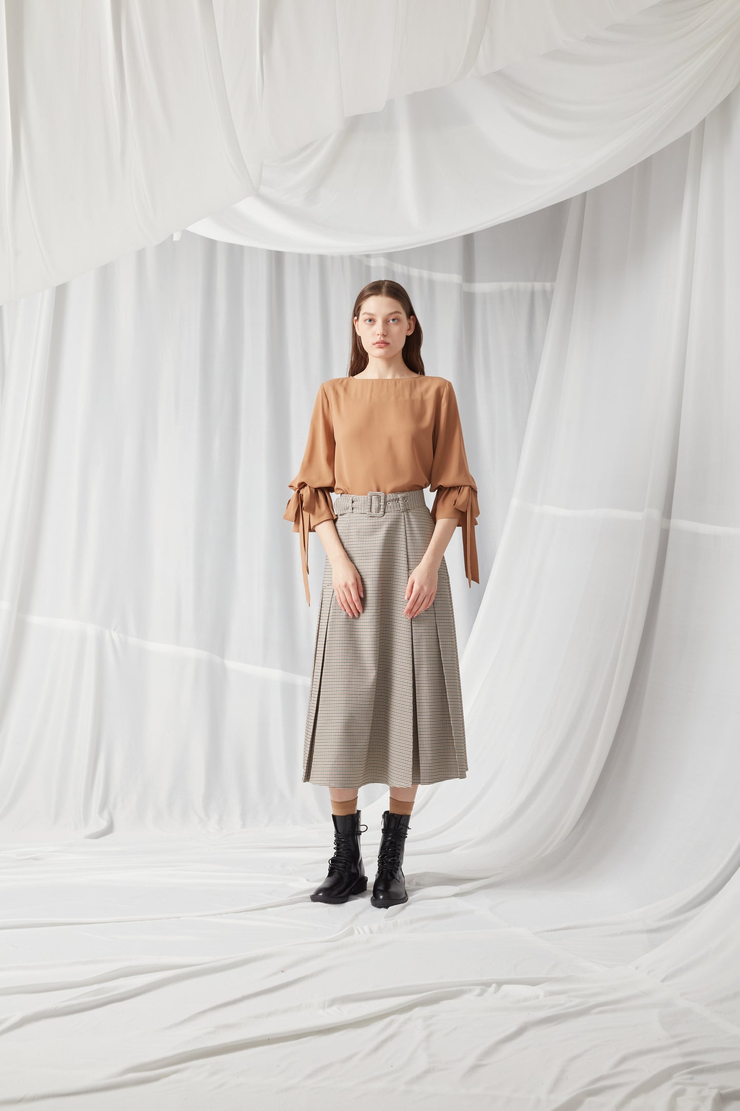 Long Sleeve Blouse - KHAKI / NAVY / WHITE / BLACK