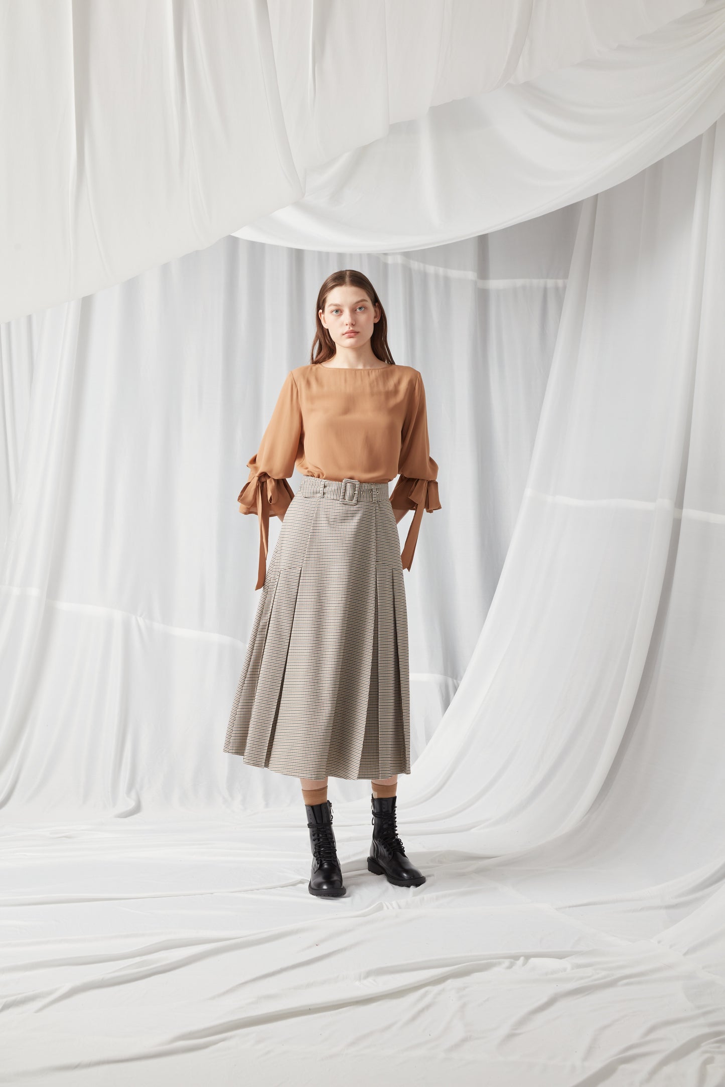 Long Sleeve Blouse - KHAKI / NAVY / WHITE / BLACK