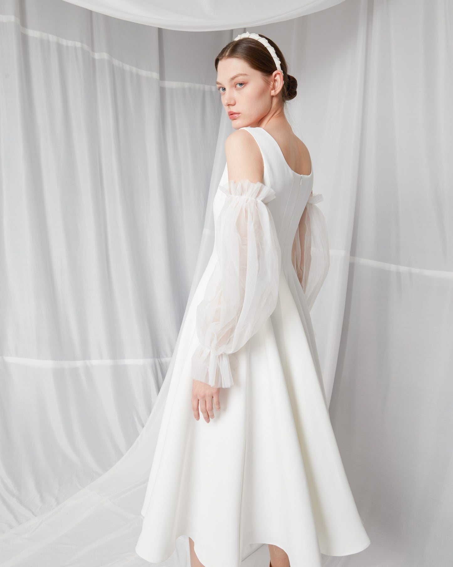 Mesh Sleeves With Ribbon