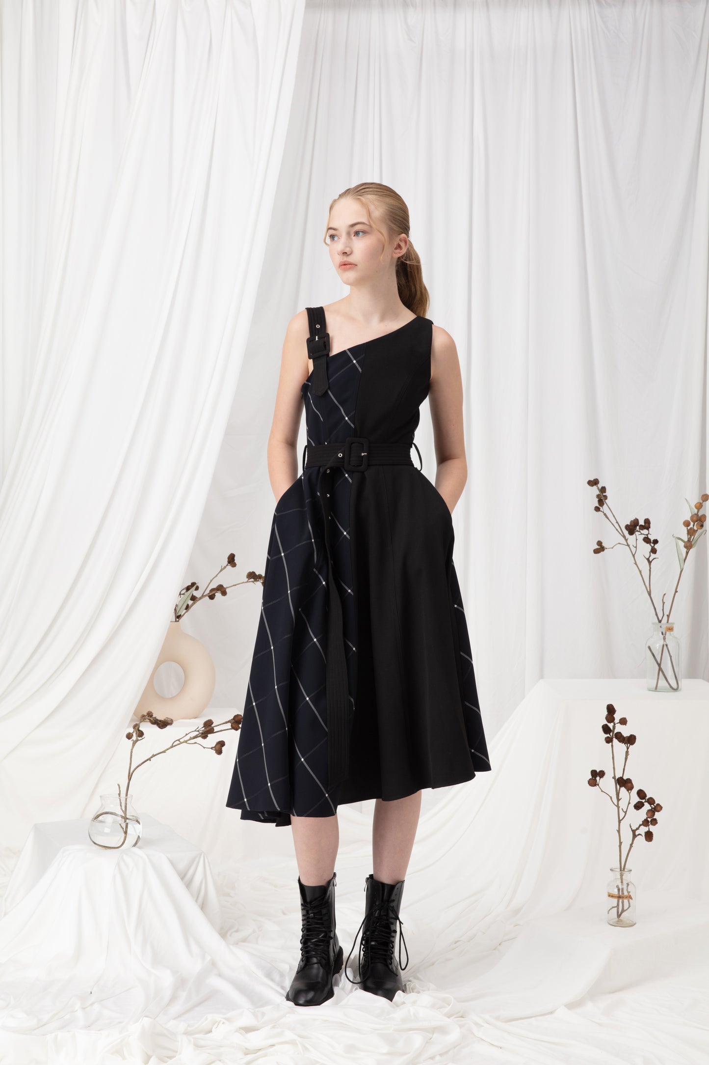 Checked  Midi Dress