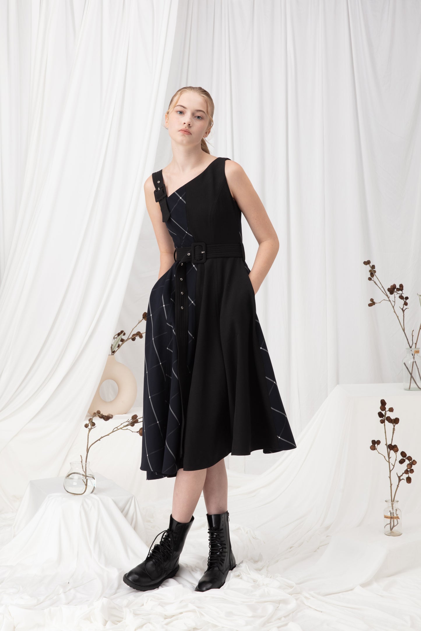 Checked  Midi Dress