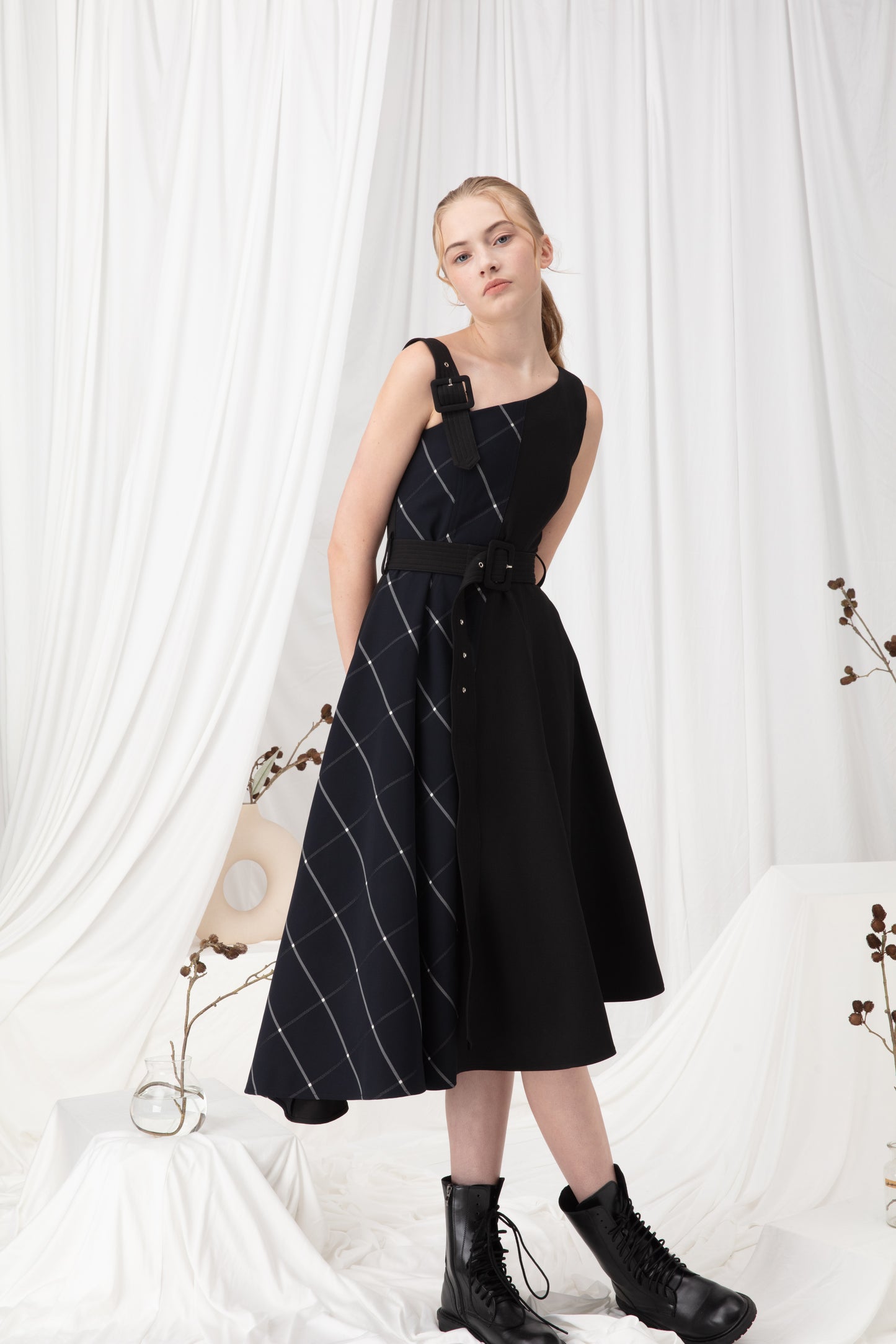 Checked  Midi Dress