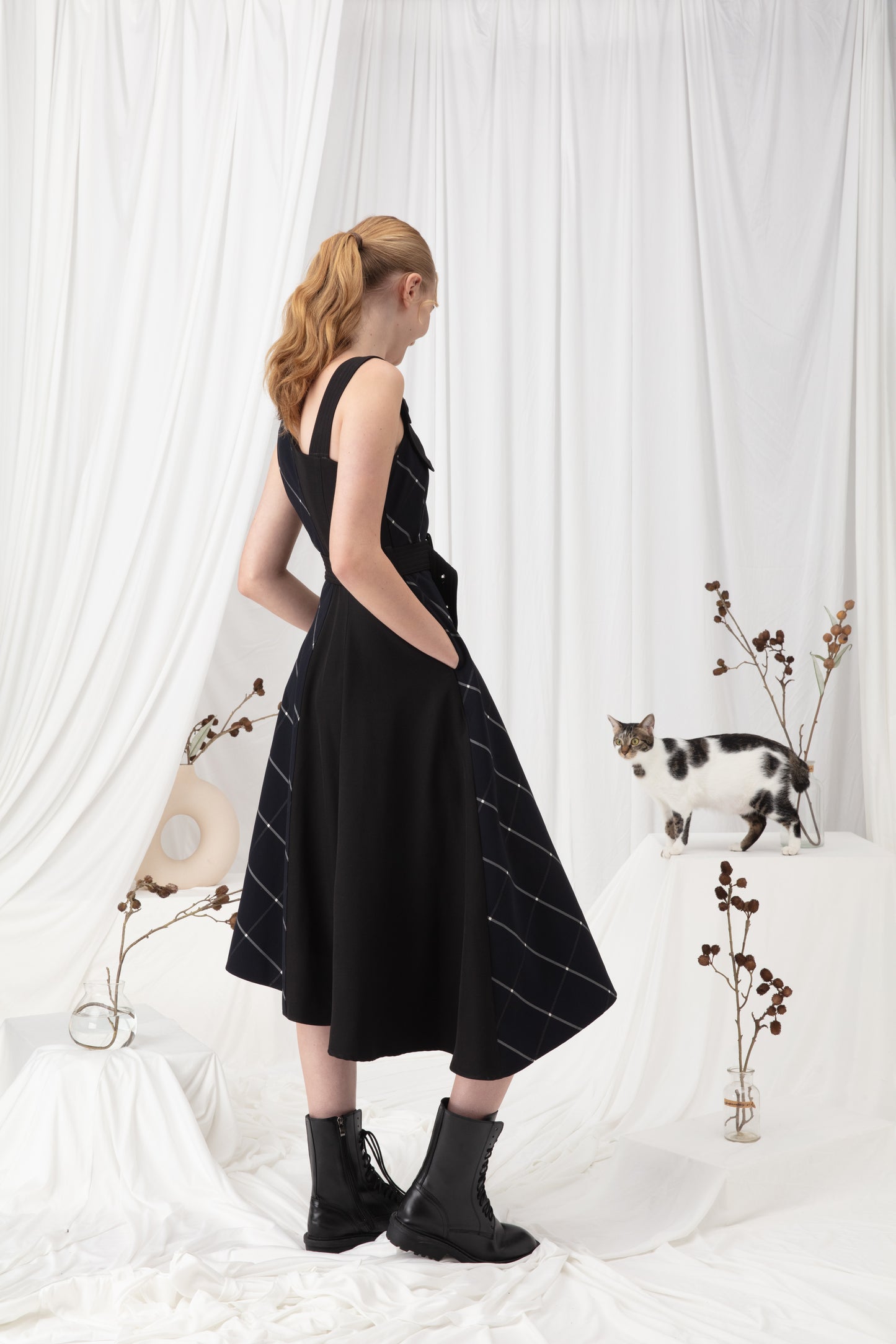 Checked  Midi Dress