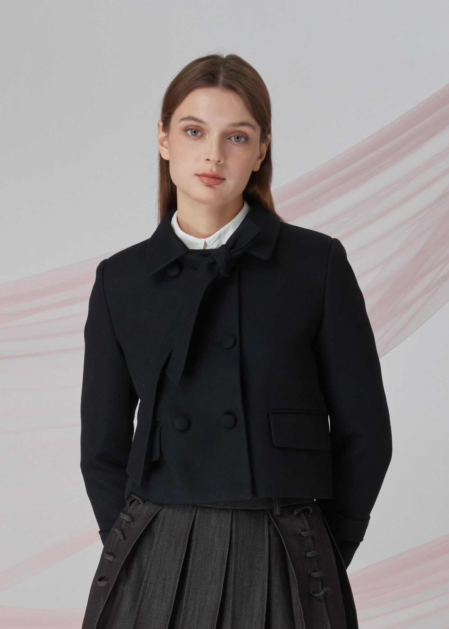 Wool Flated Double-Breasted Coat