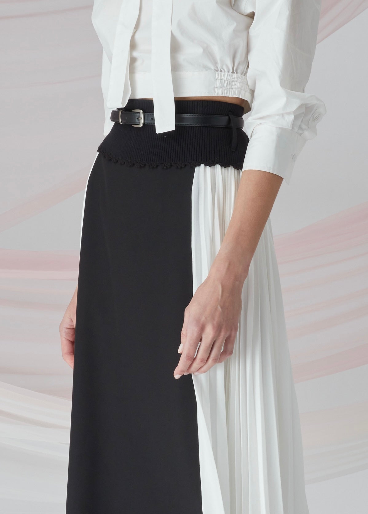 Contrast Pleated Skirt