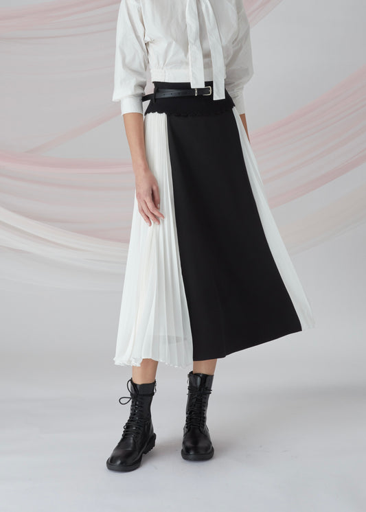 Contrast Pleated Skirt