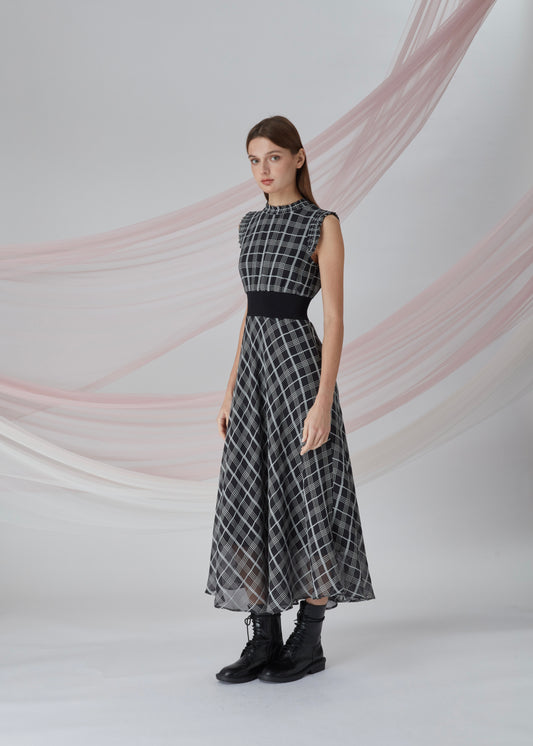 Checked Pattern Maxi Dress