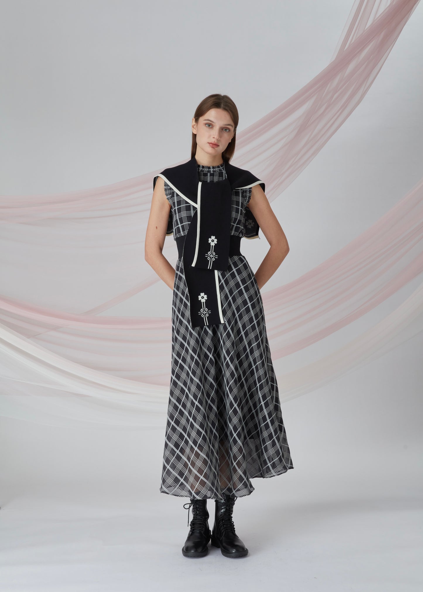Checked Pattern Maxi Dress