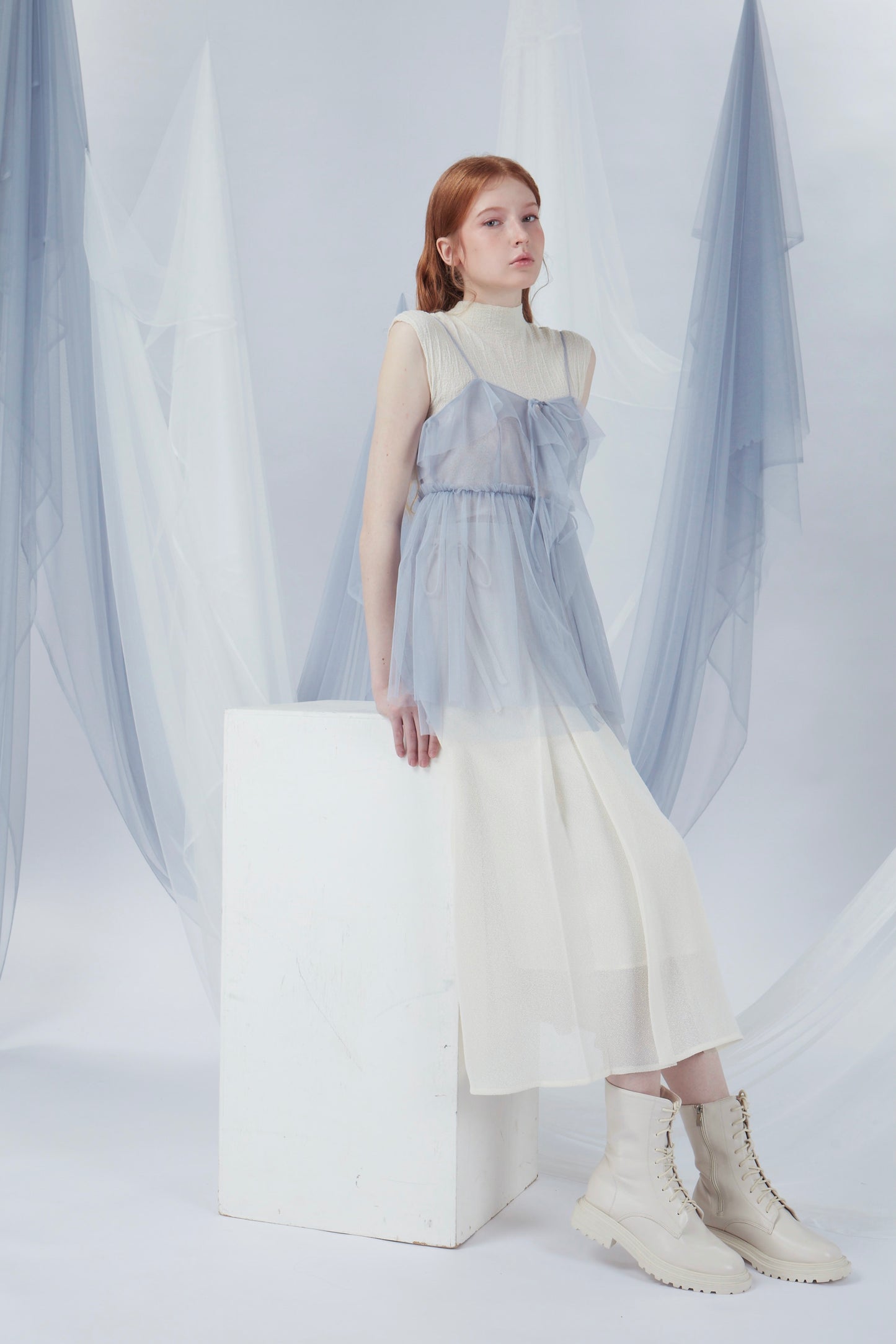 Ribbon Details Mesh Dress