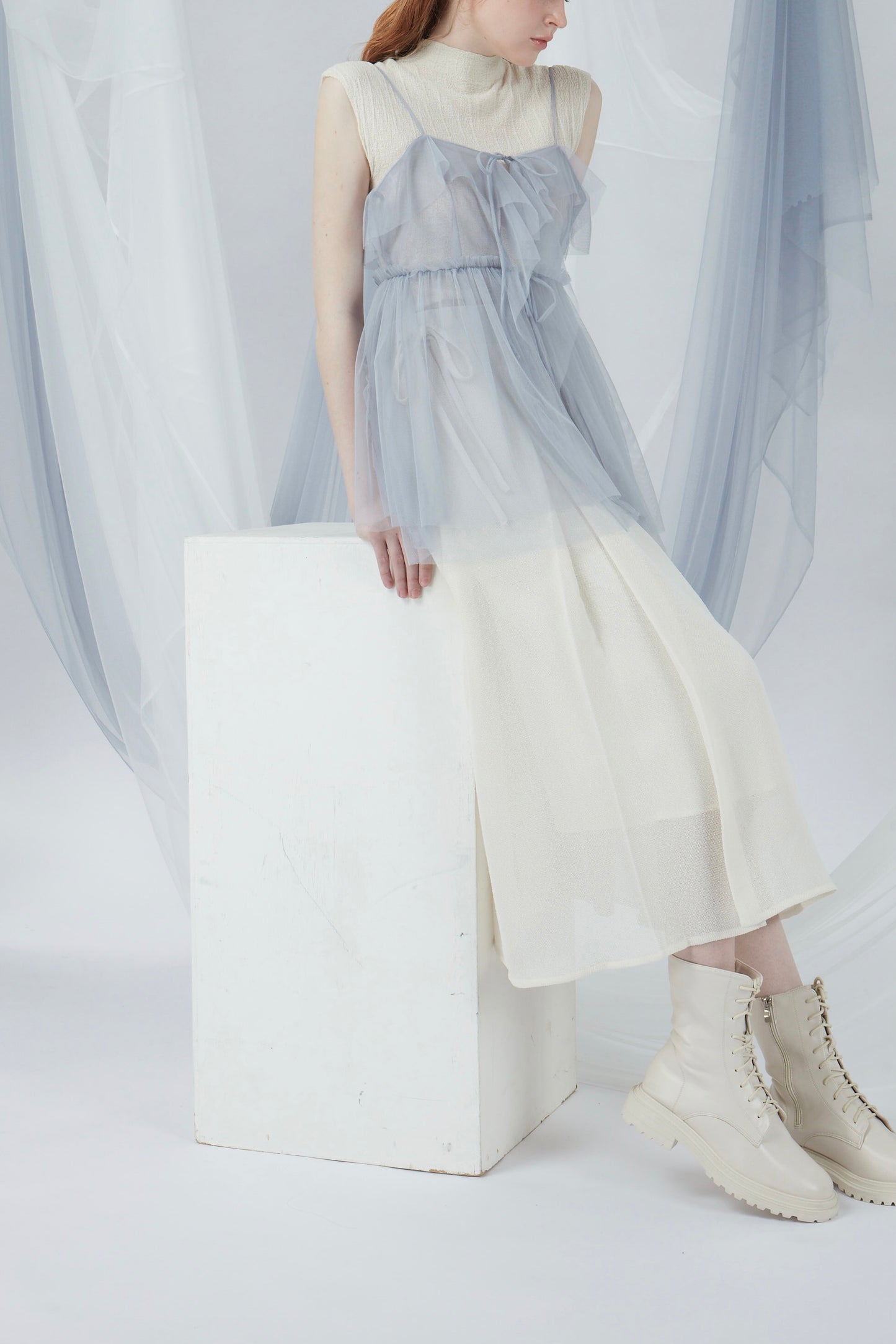 Ribbon Details Mesh Top