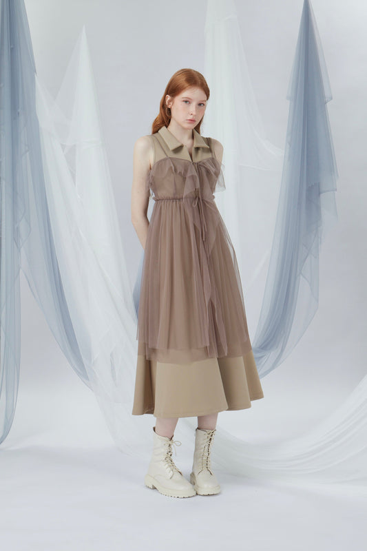 Ribbon Details Mesh Dress