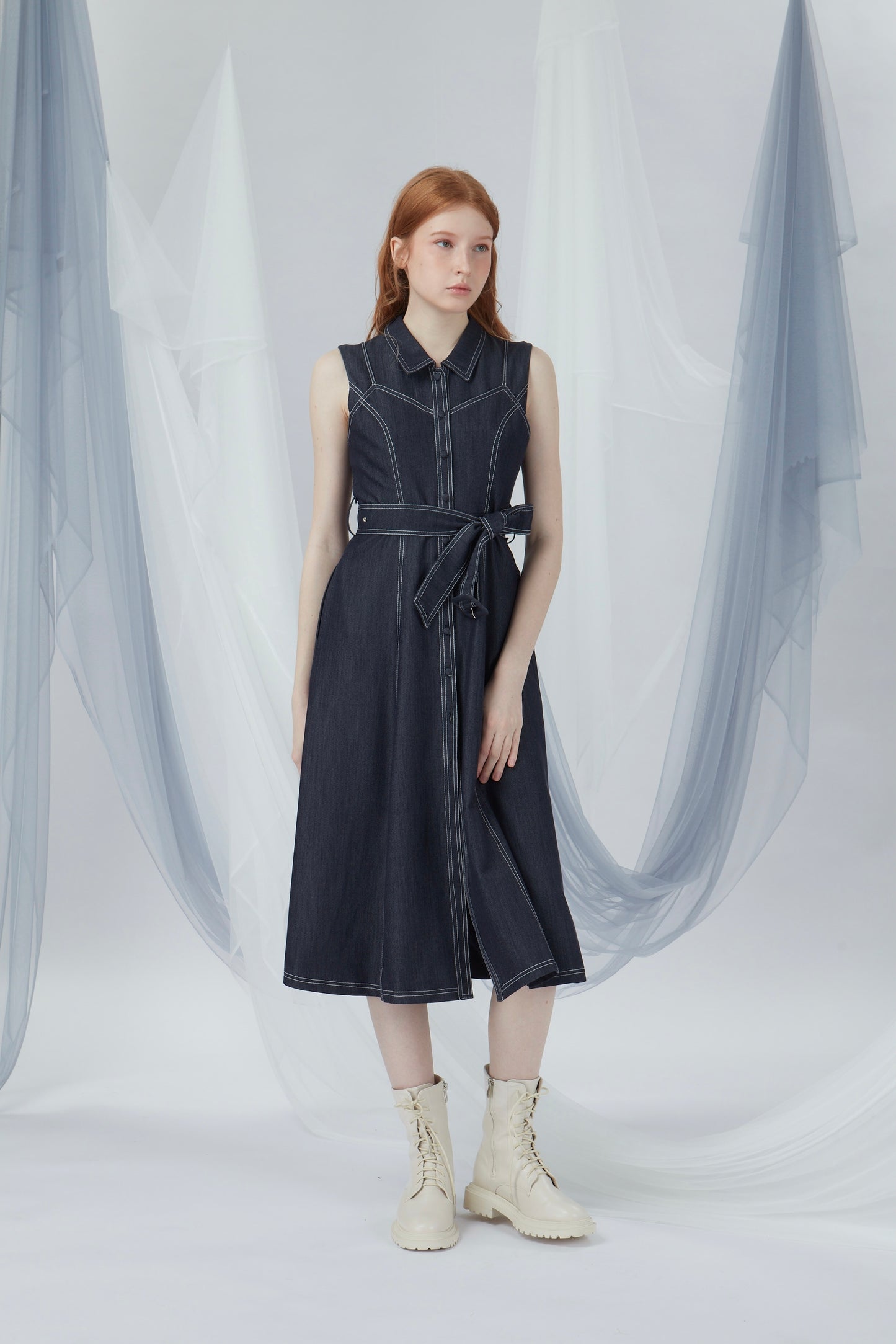 Denim Fake Two-piece Dress