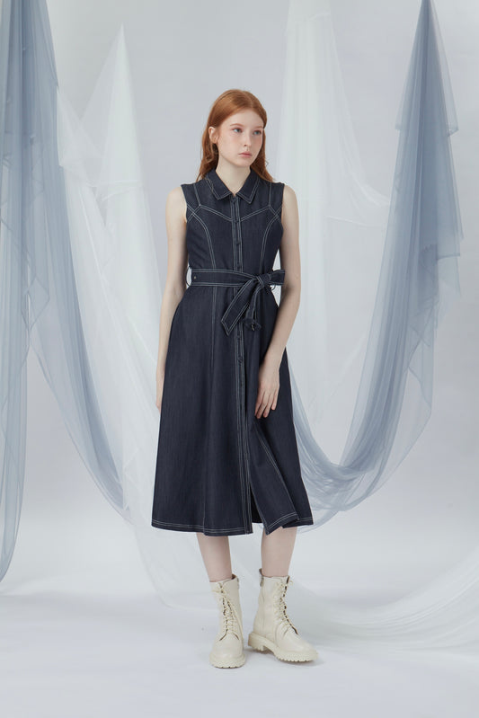 Denim Fake Two-piece Dress