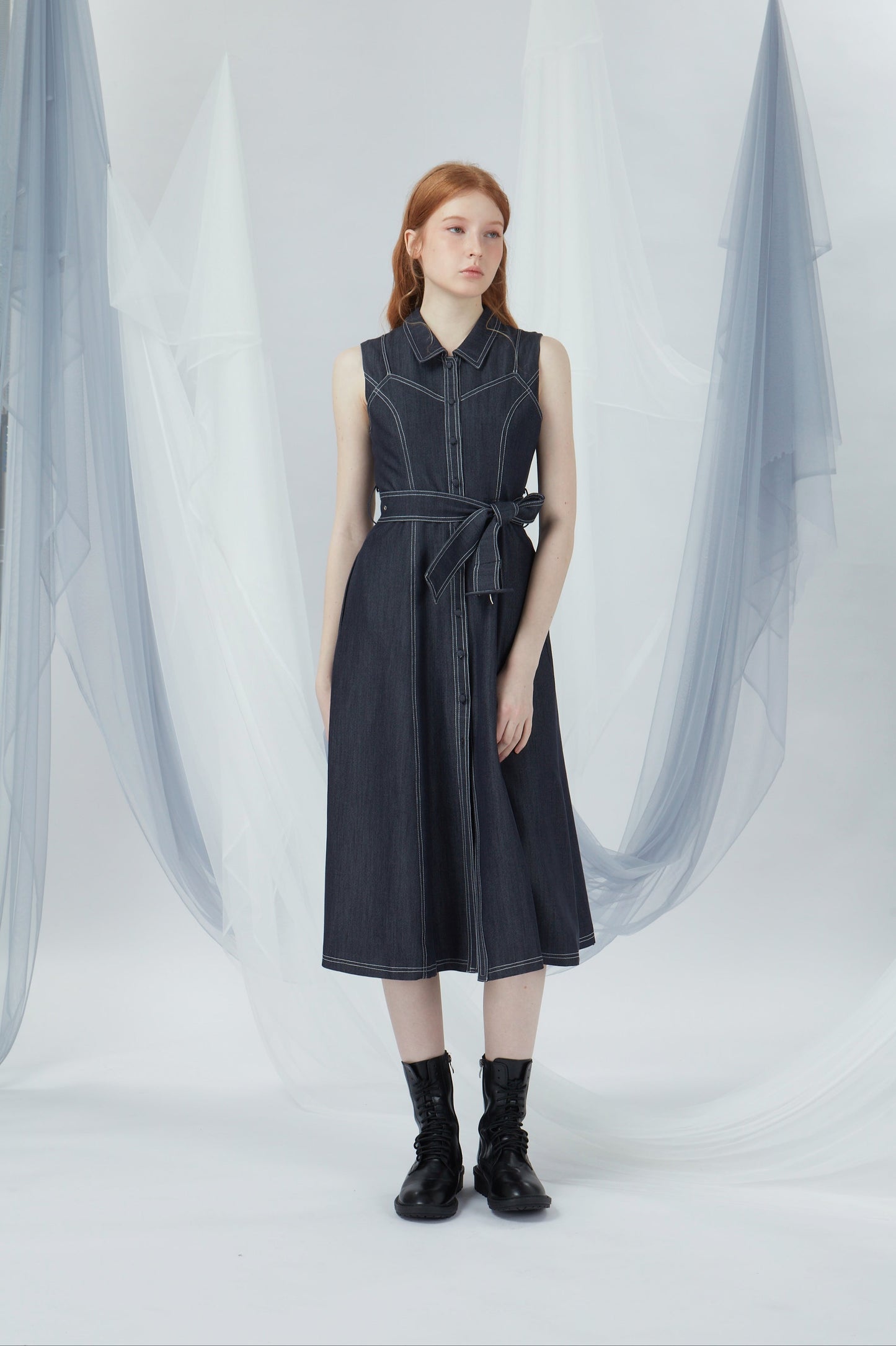 Denim Fake Two-piece Dress