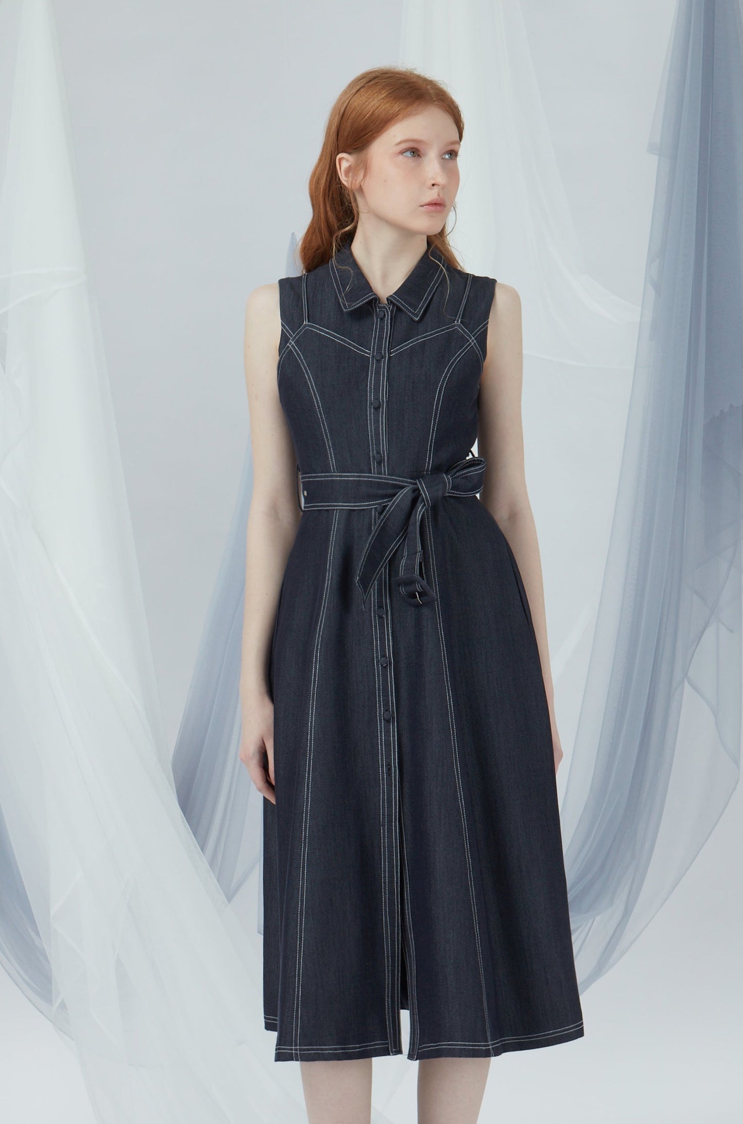 Denim Fake Two-piece Dress