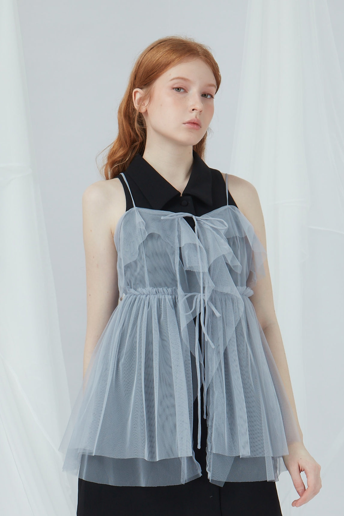 Ribbon Details Mesh Top