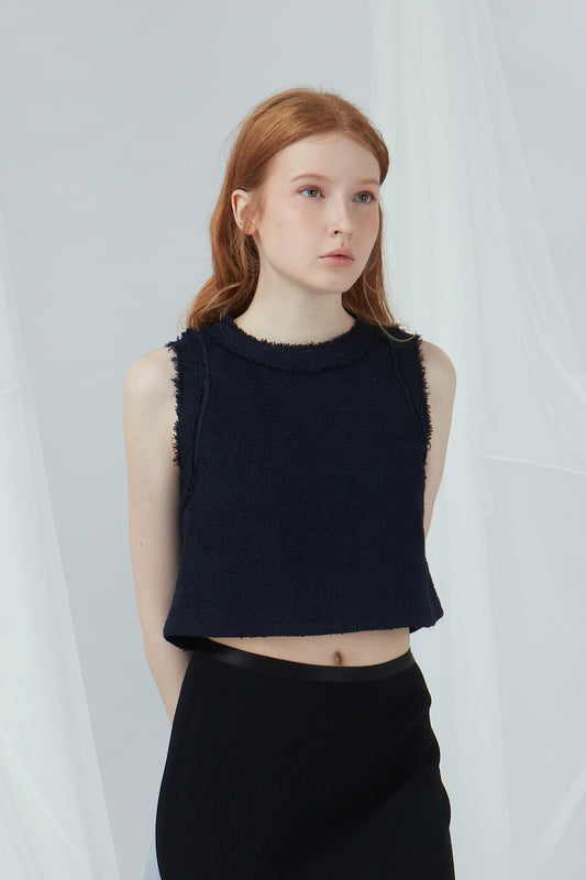 Sleeveless Crop Top（Tweed)