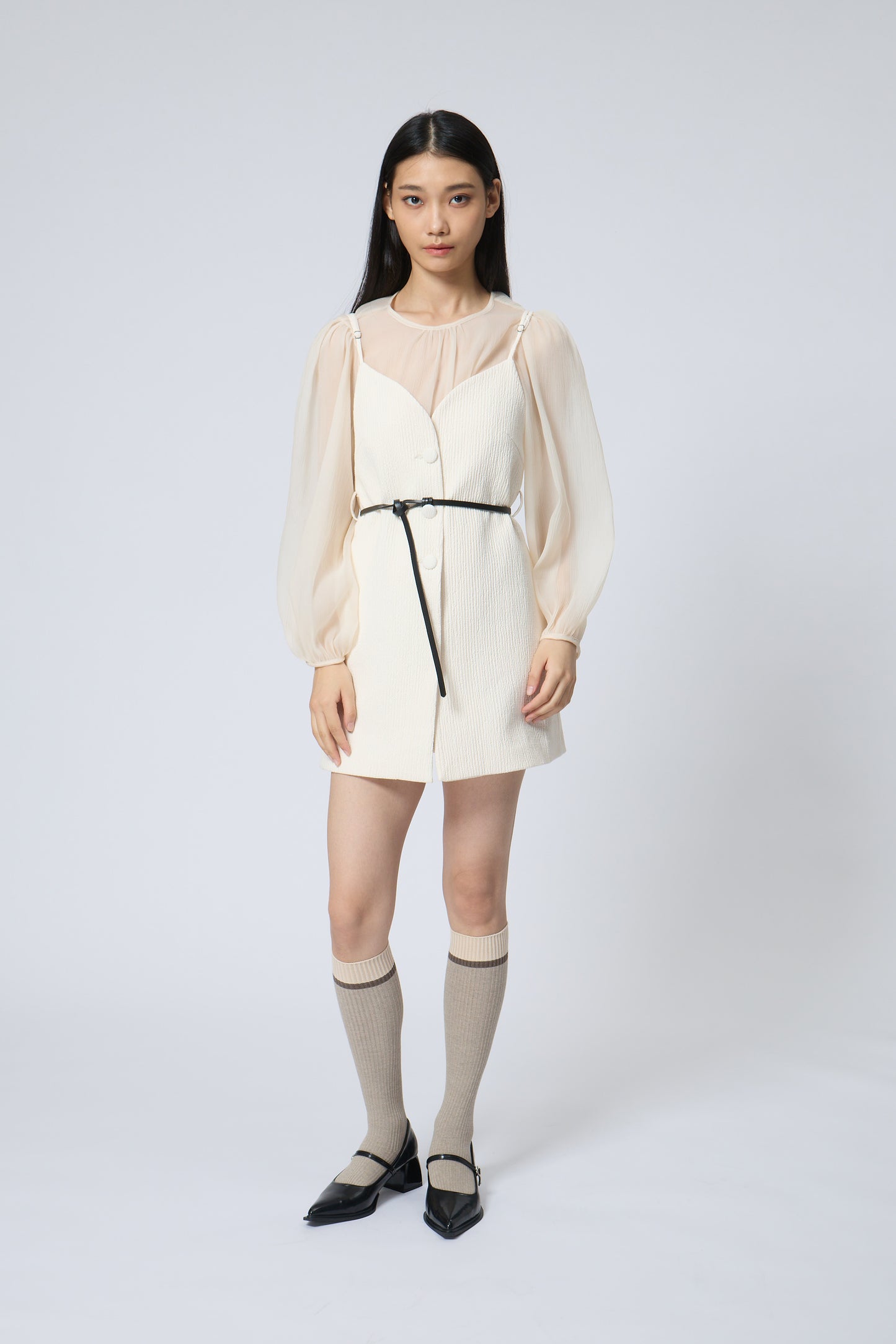 Button-Down Belted Cami Mini Dress