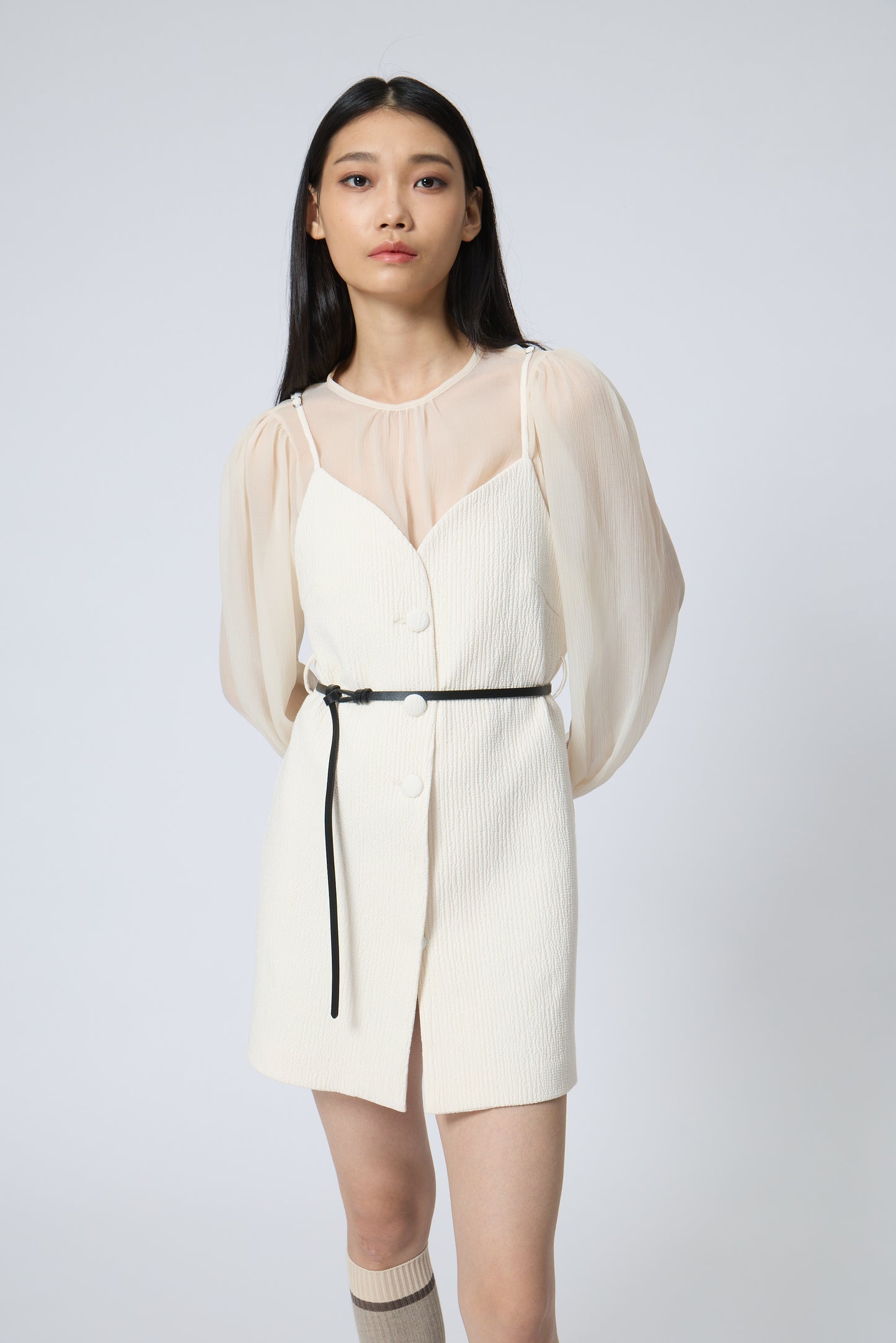 Sheer Puff-Sleeve Blouse