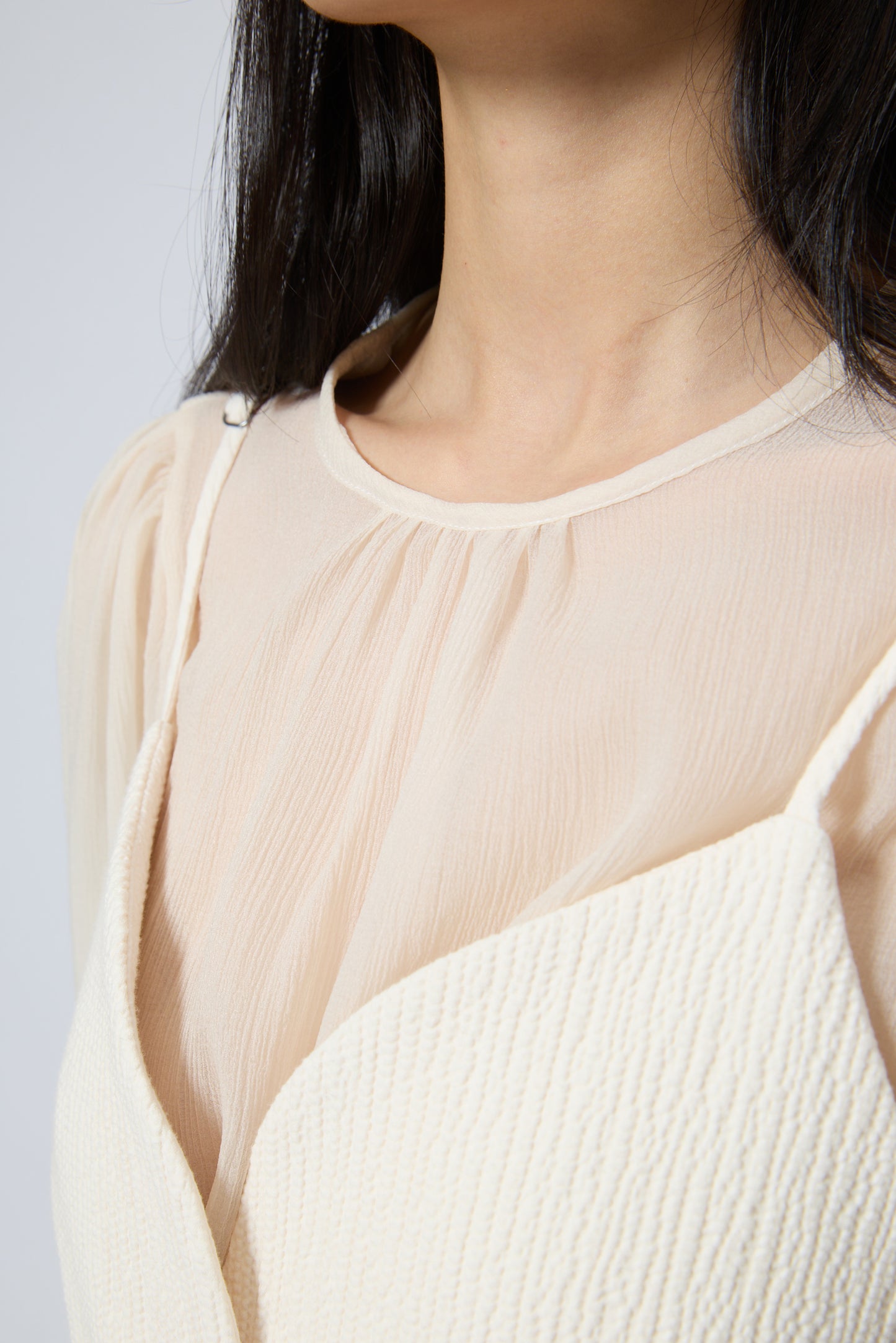Sheer Puff-Sleeve Blouse