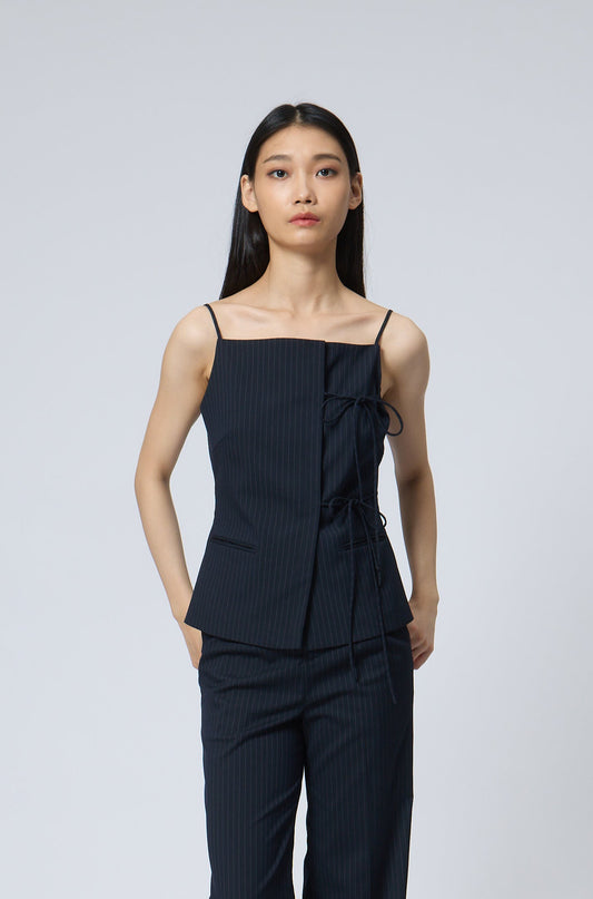 Architectural Sleeveless Ribbon Top