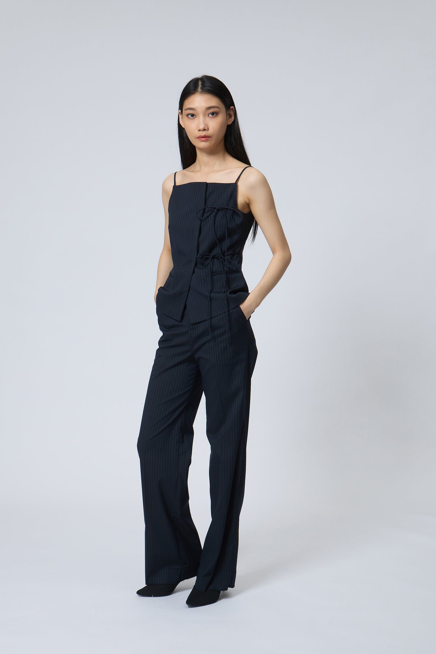 Architectural Sleeveless Ribbon Top