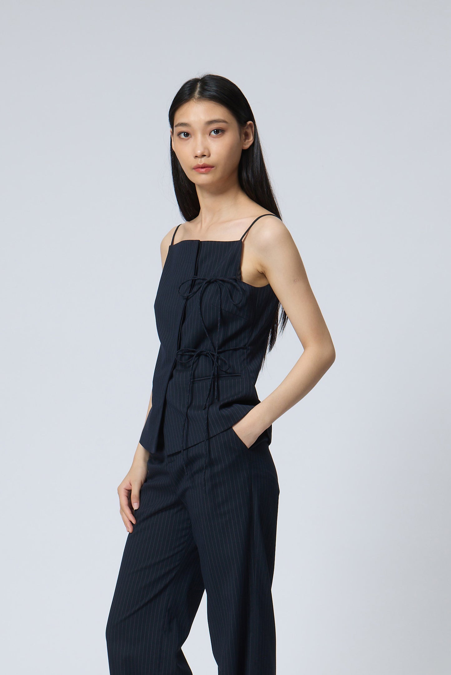 Architectural Sleeveless Ribbon Top