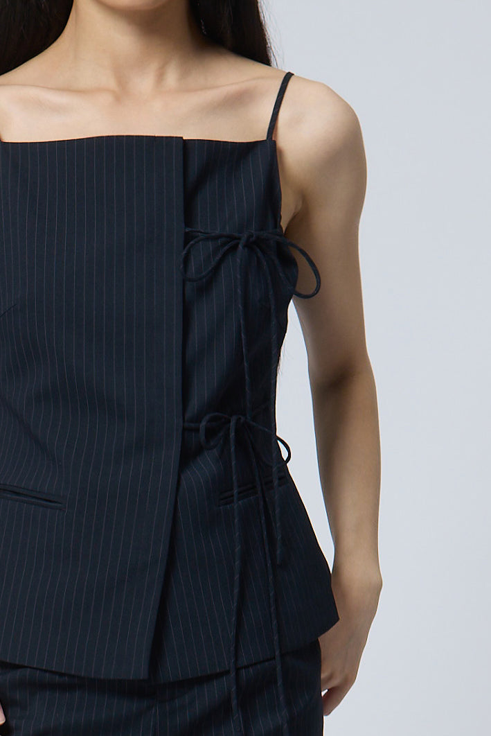 Architectural Sleeveless Ribbon Top