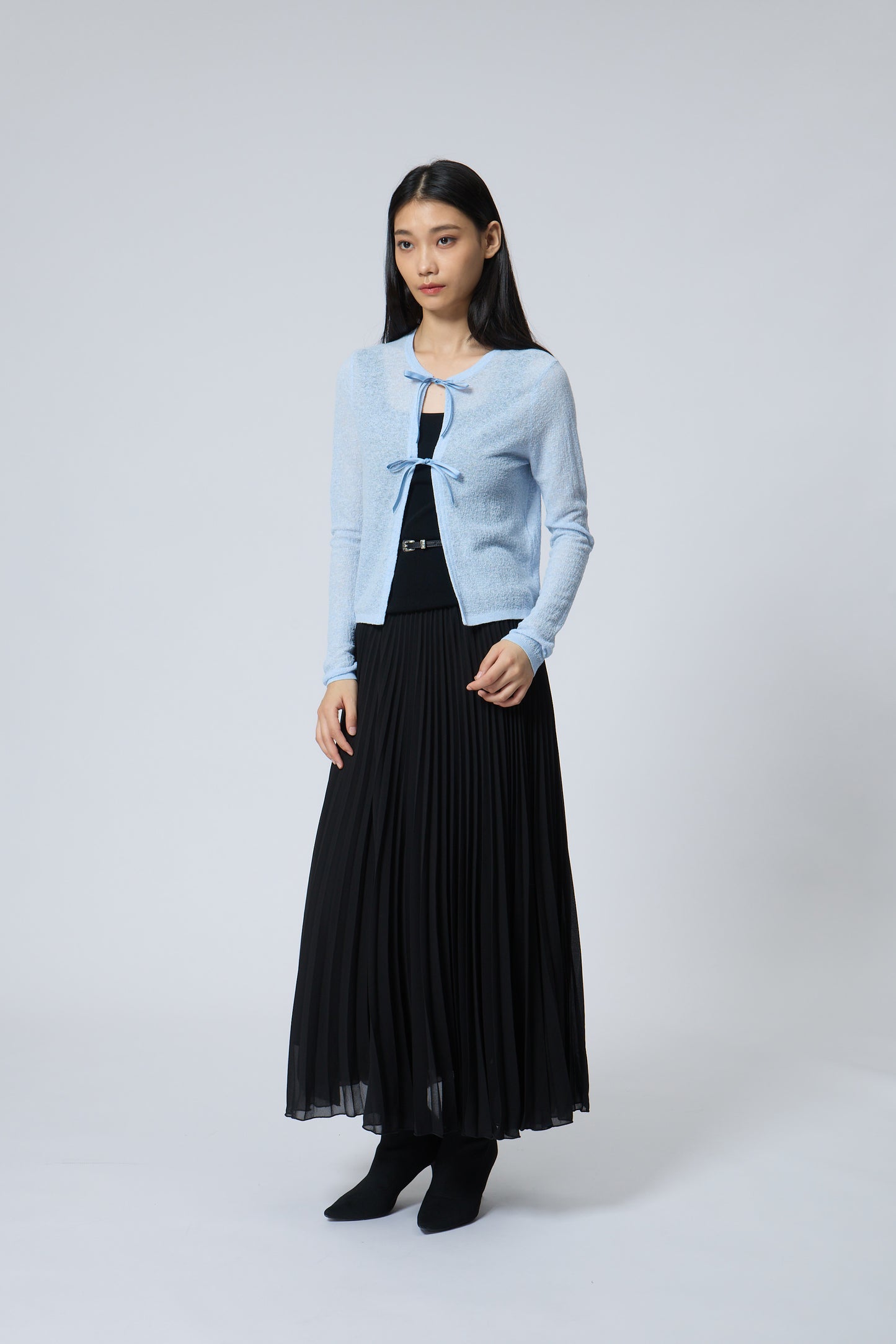 Ribbon-Tie Knit Cardigan