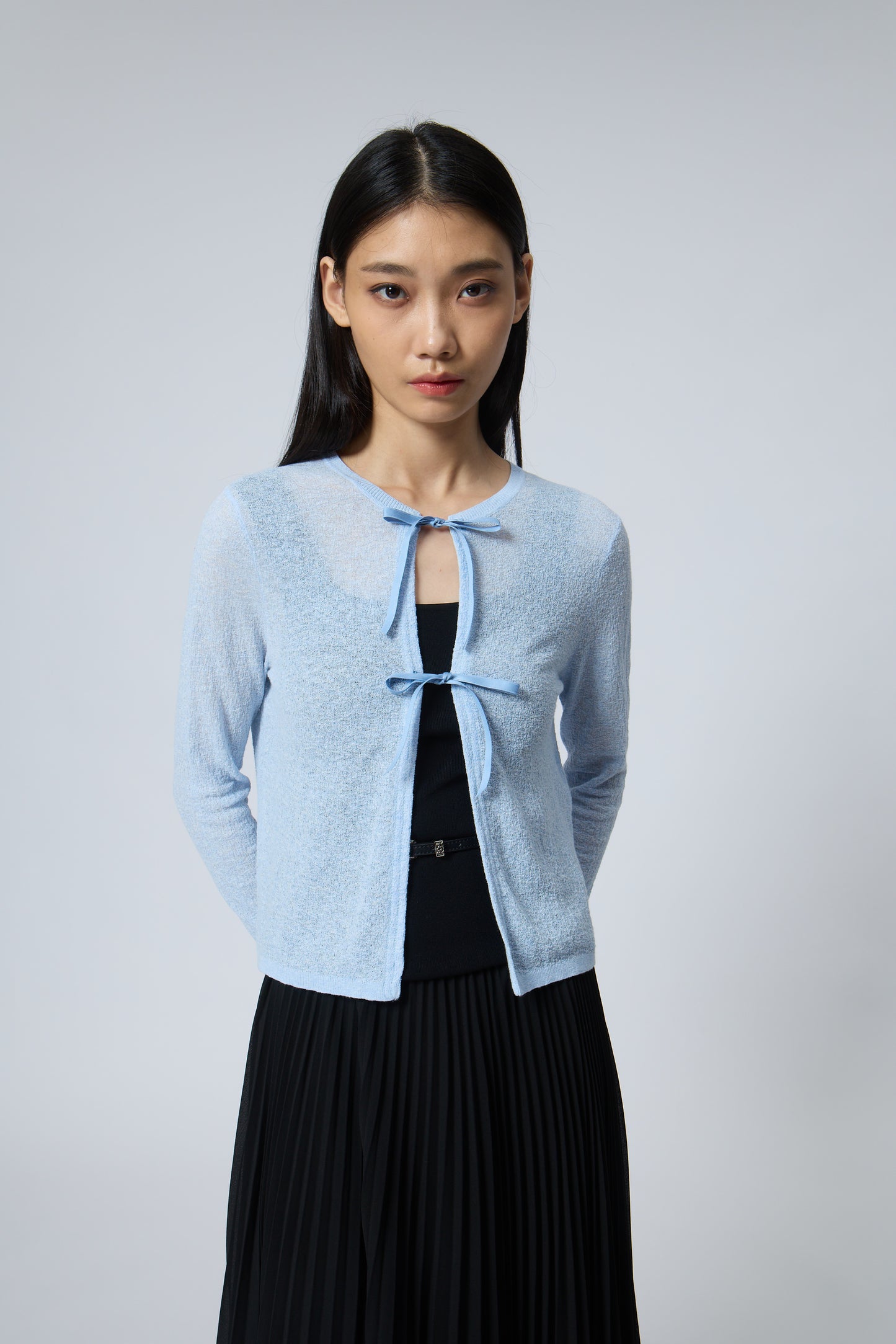 Ribbon-Tie Knit Cardigan