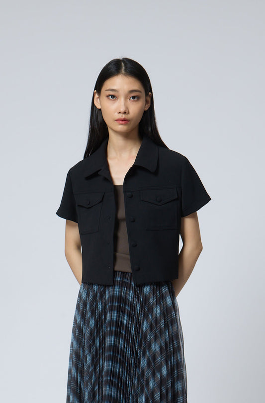 Utility Short-Sleeve Cropped Jacket