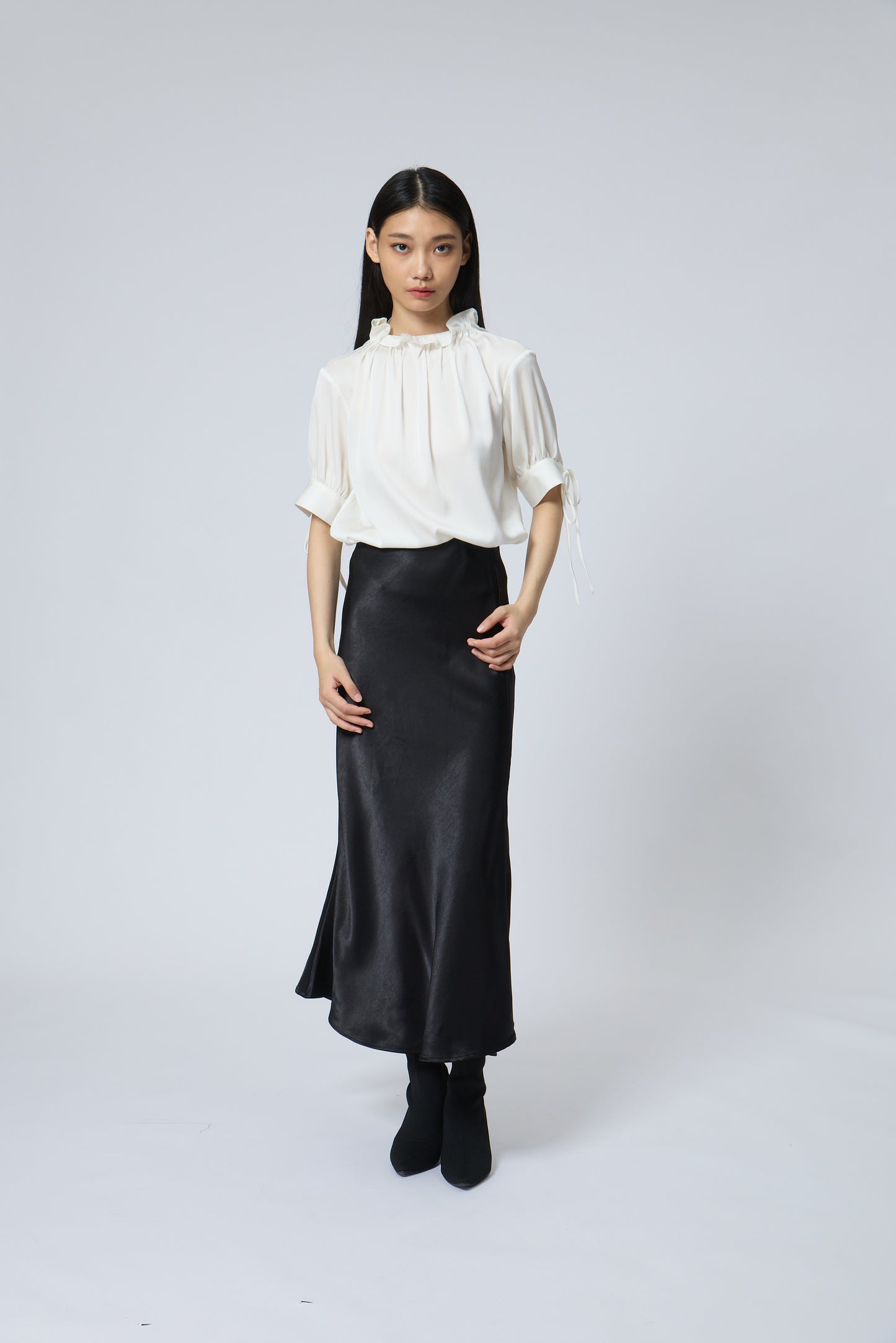 Silk Ruffle-Neck Blouse