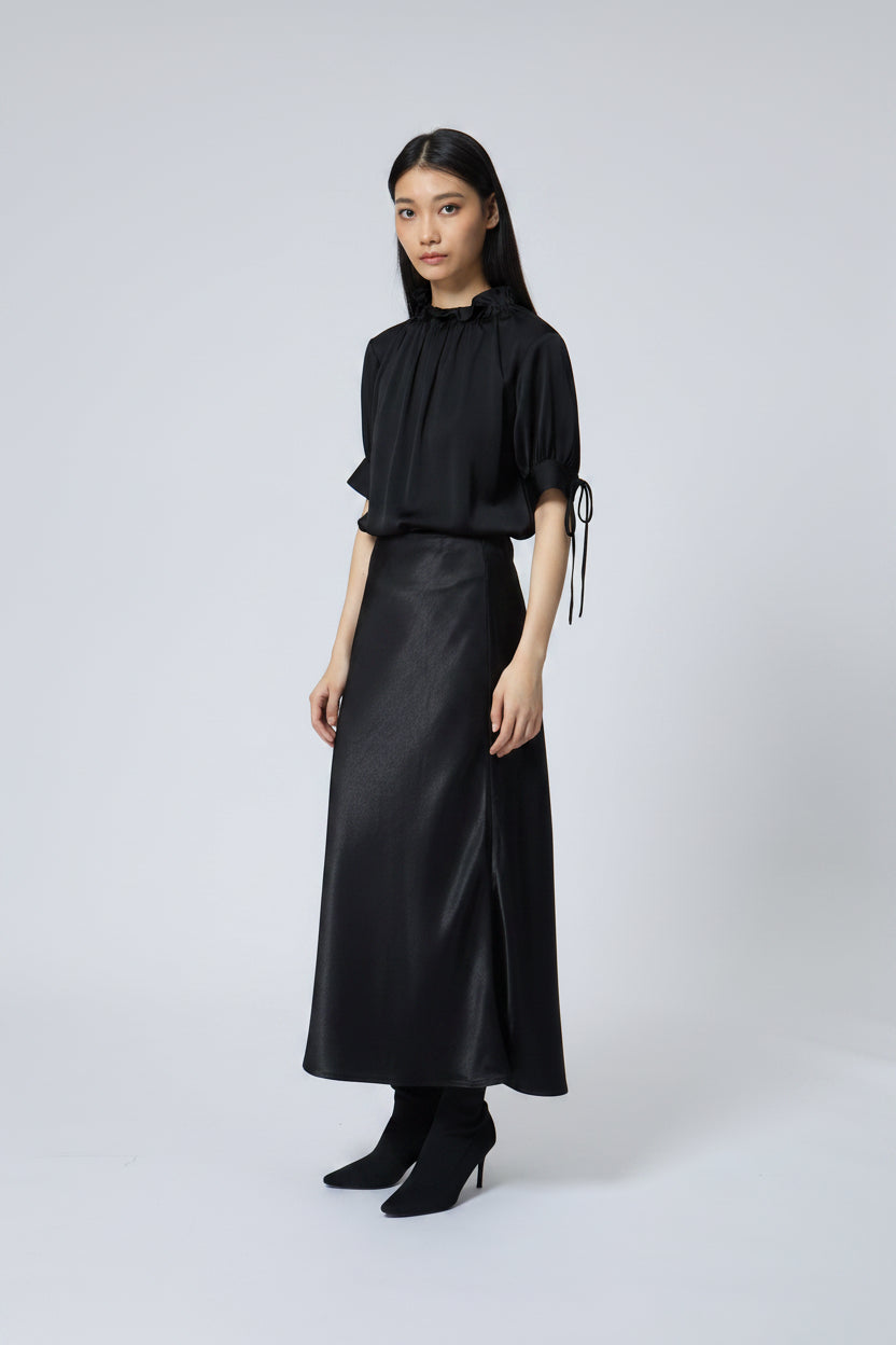Silk Ruffle-Neck Blouse