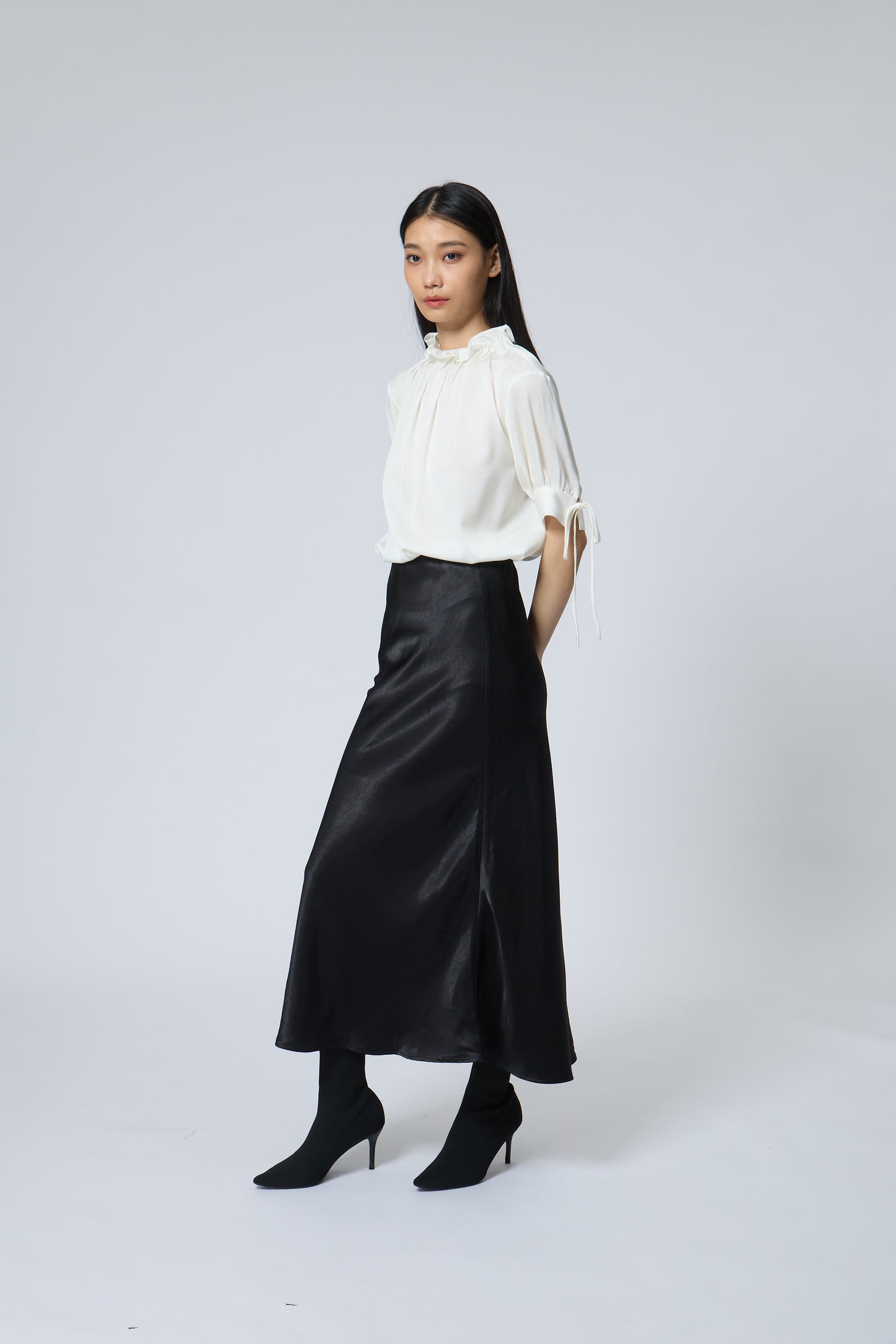 Silk Ruffle-Neck Blouse